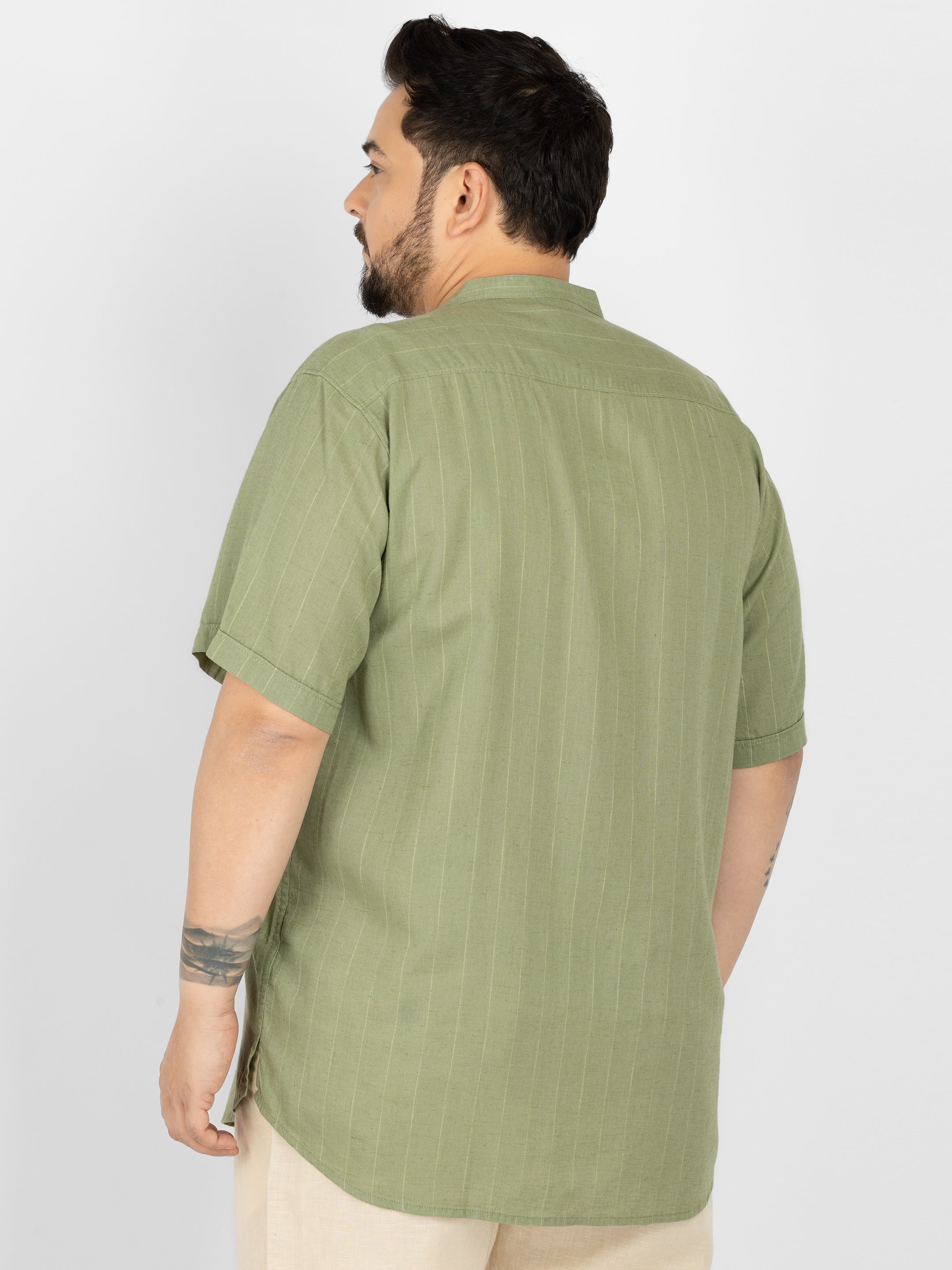 WHATZ Pinnacle Pinstripe Short Kurta for Men