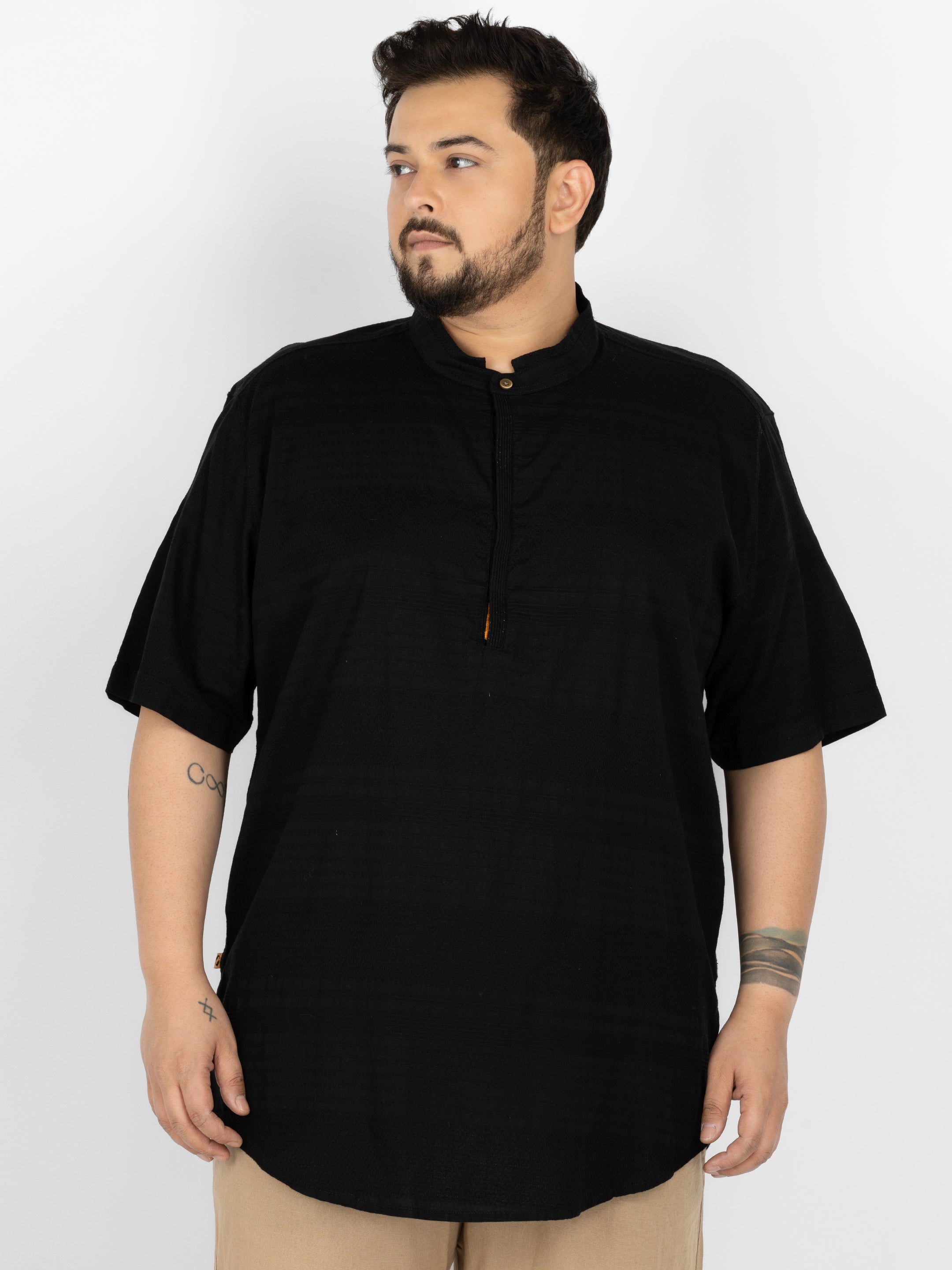 WHATZ Core Mandarian Fusion Short Kurta for Men