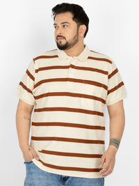 WHATZ Prime Geo-Stripe Jacquard Polo T-Shirt for Men