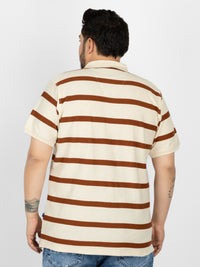 WHATZ Prime Geo-Stripe Jacquard Polo T-Shirt for Men