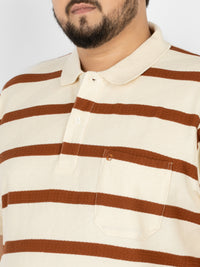 WHATZ Prime Geo-Stripe Jacquard Polo T-Shirt for Men