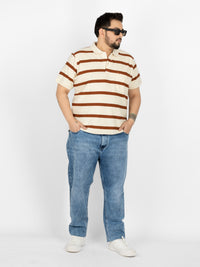 WHATZ Prime Geo-Stripe Jacquard Polo T-Shirt for Men