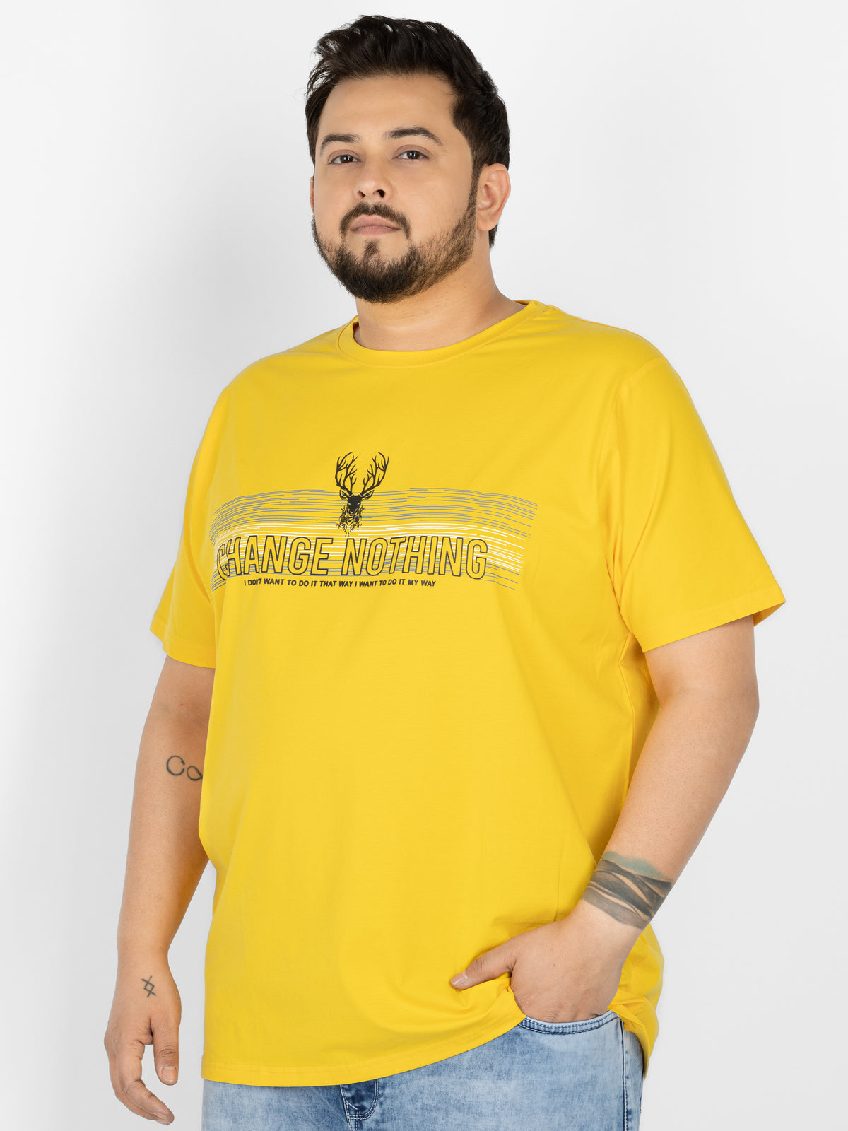 WHATZ Change Nothing Slogan Graphic T-Shirt For Men