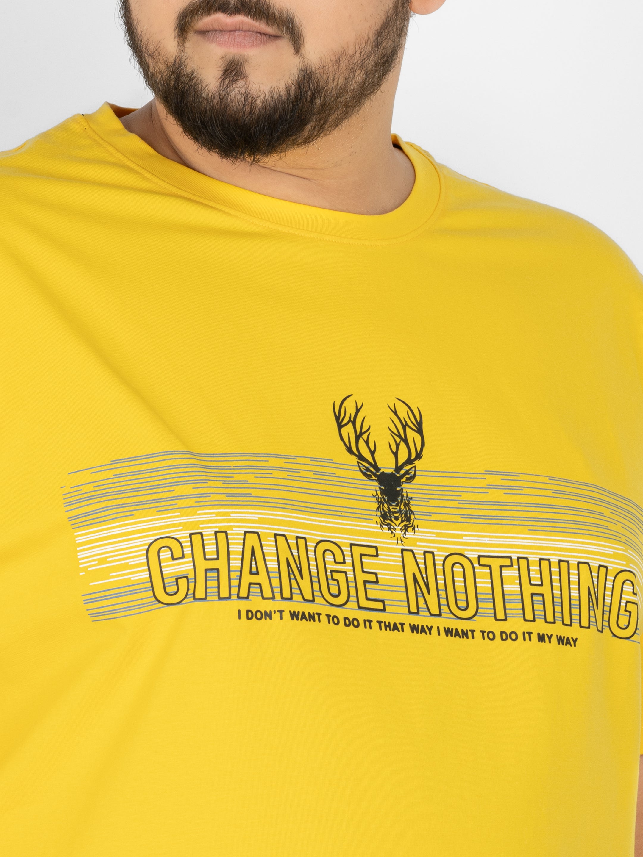 WHATZ Change Nothing Slogan Graphic Round Neck T-Shirt For Men