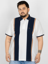 WHATZ Bold Panel Stripe Polo T-Shirt for Men