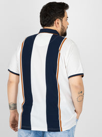 WHATZ Bold Panel Stripe Polo T-Shirt for Men