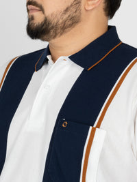 WHATZ Bold Panel Stripe Polo T-Shirt for Men