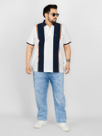 WHATZ Bold Panel Stripe Polo T-Shirt for Men