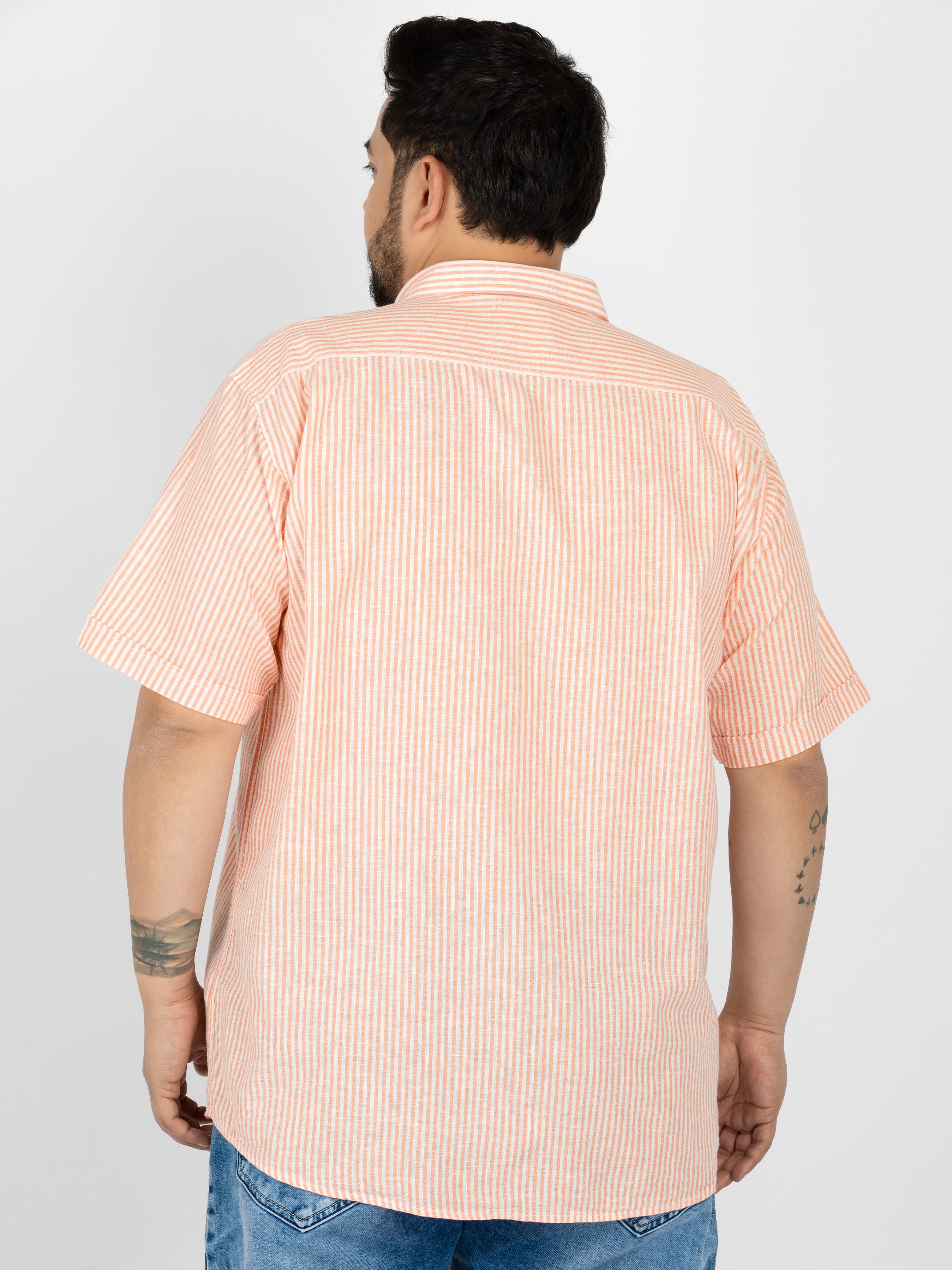 WHATZ Classic Vertical Stripe Half Sleeve Shirt For Men