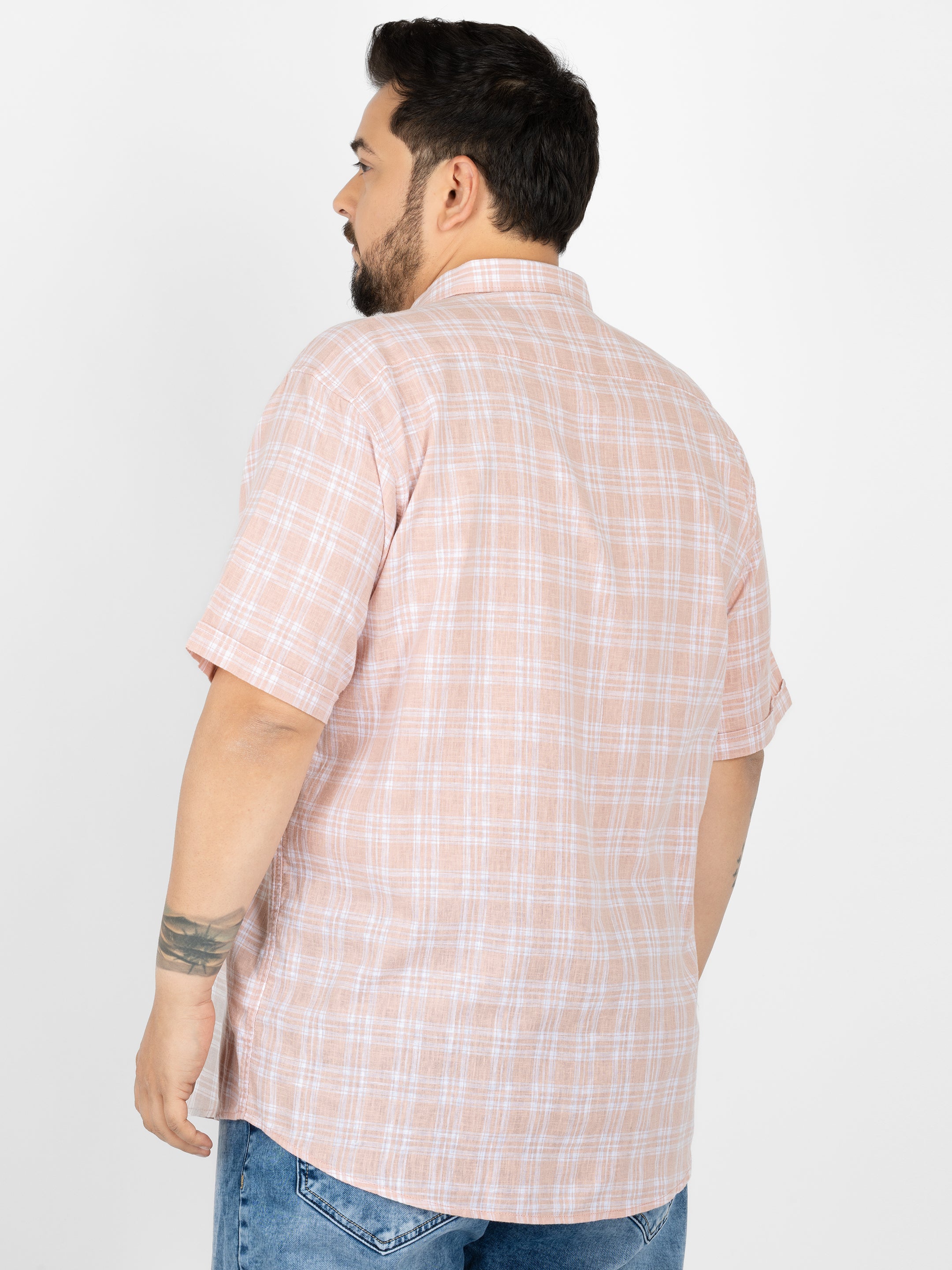 WHATZ Grid Checked Half Sleeve Shirt For Men