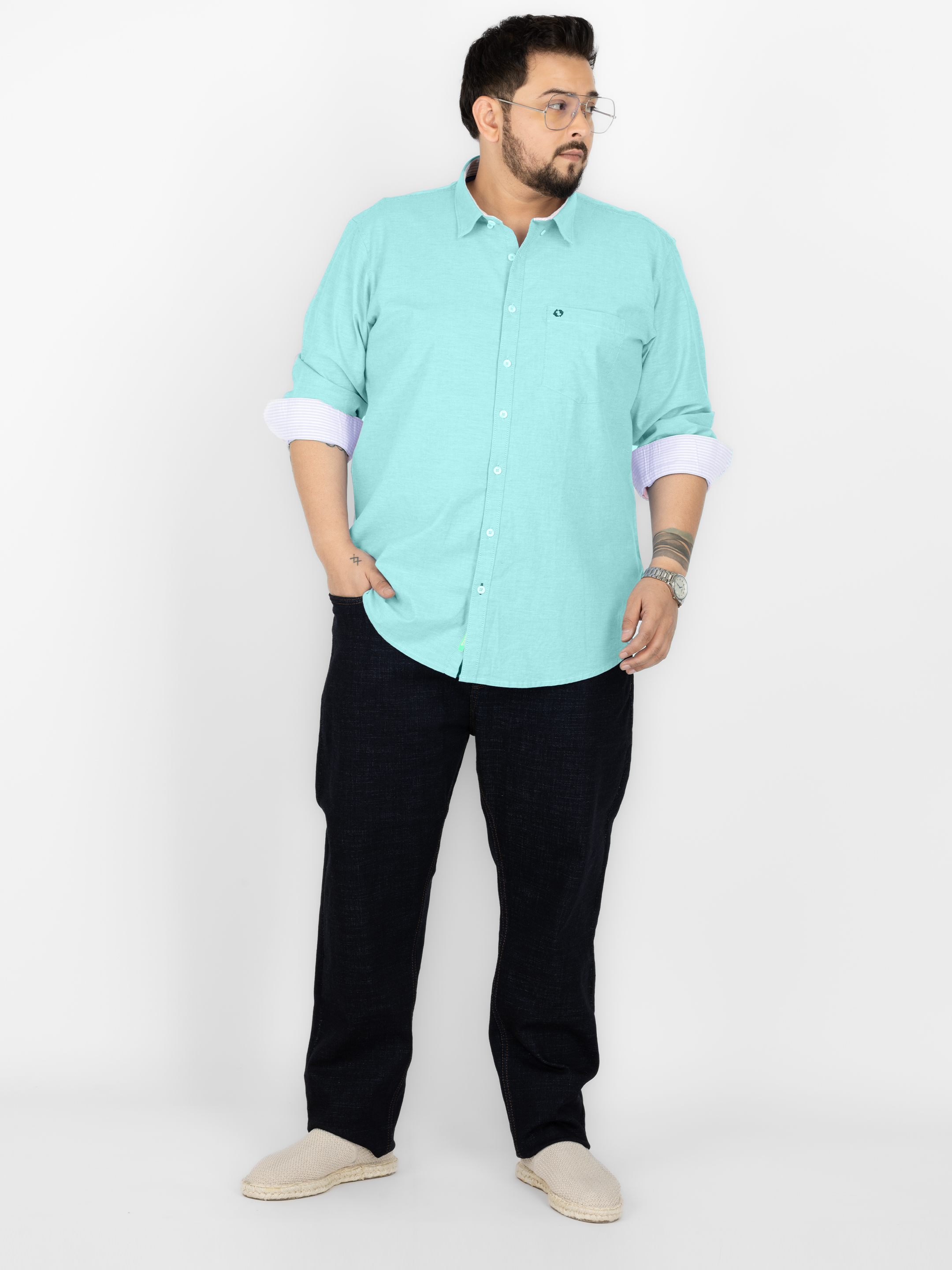 WHATZ Premium Oxford Shirt for Men Full Sleeves