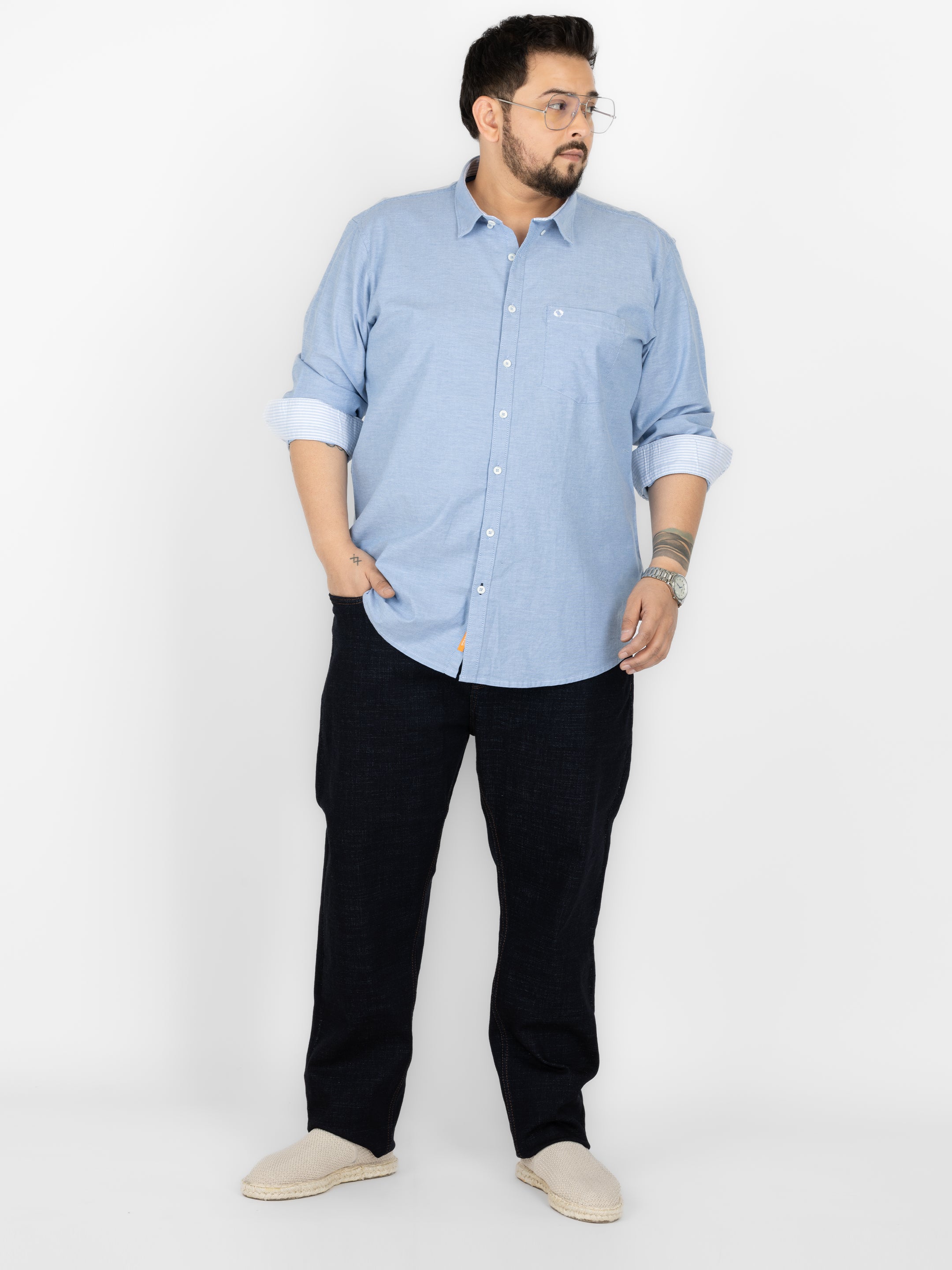 WHATZ Premium Oxford Shirt for Men Full Sleeves