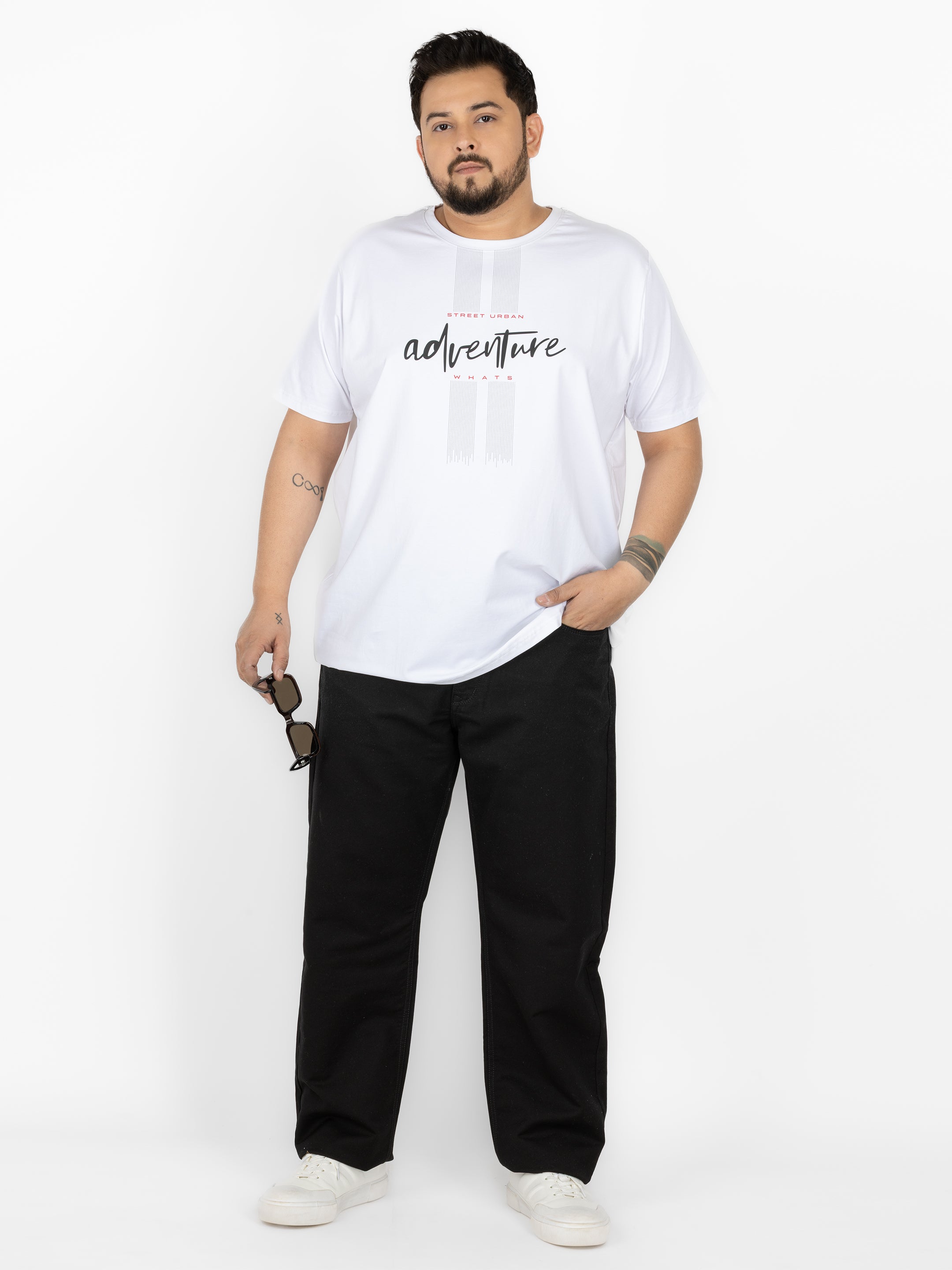 WHATZ Adventure Street Urban Graphic Round Neck T-Shirt for Men