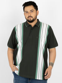 WHATZ Shadow Panel Stripe Polo T-Shirt for Men