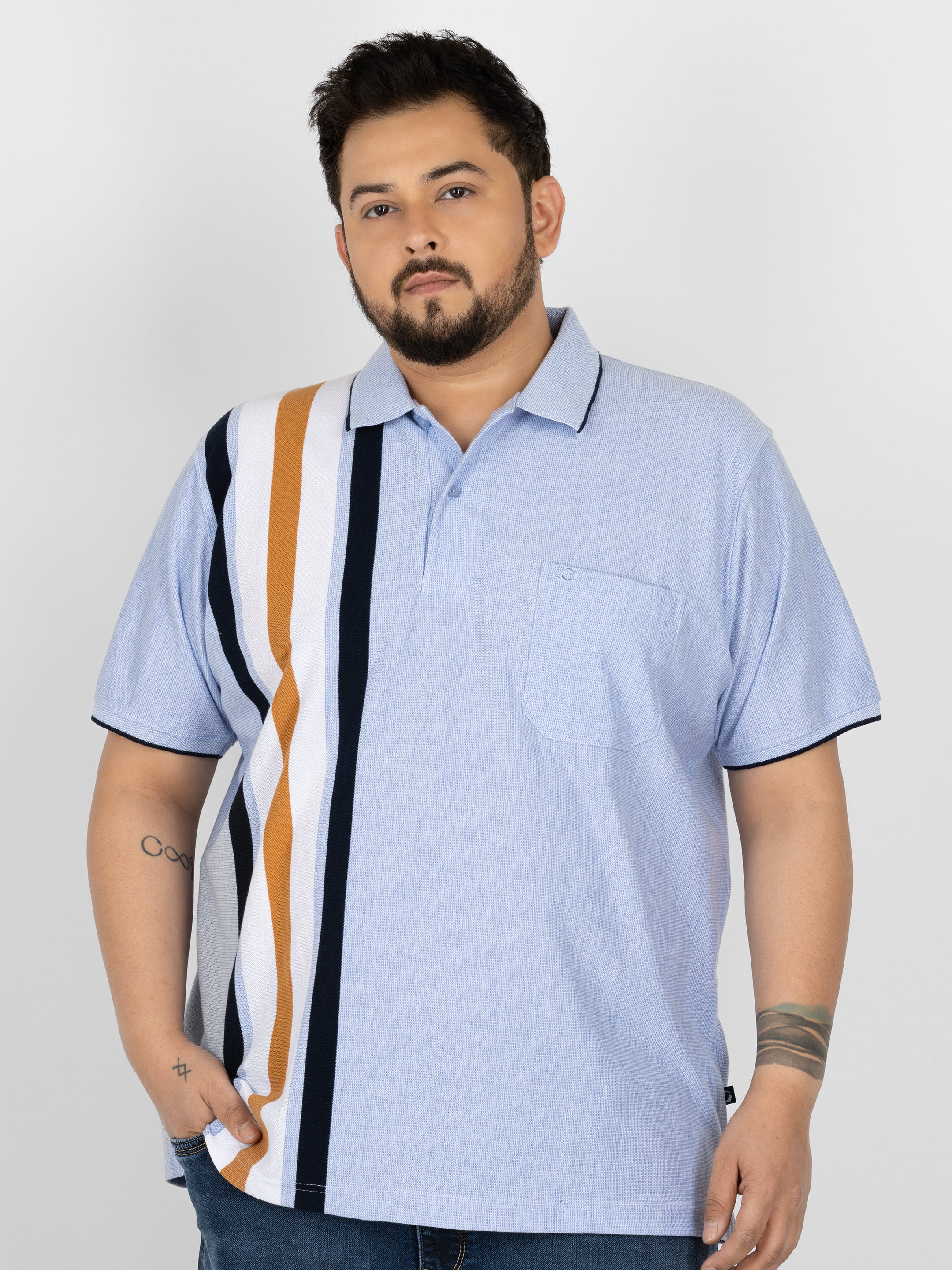 WHATZ Kinetic Stripe Polo T-Shirt for Men
