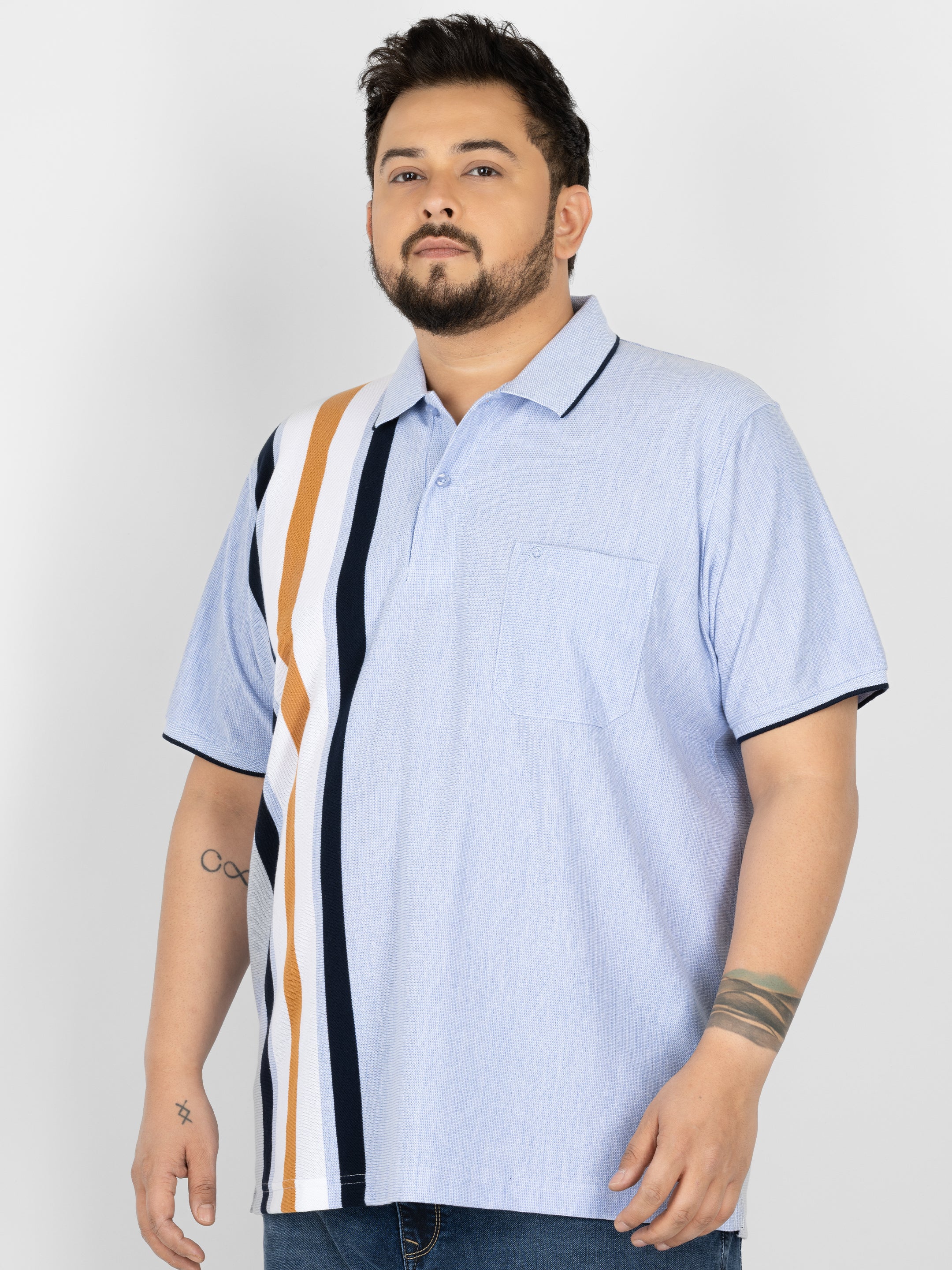WHATZ Kinetic Stripe Polo T-Shirt for Men