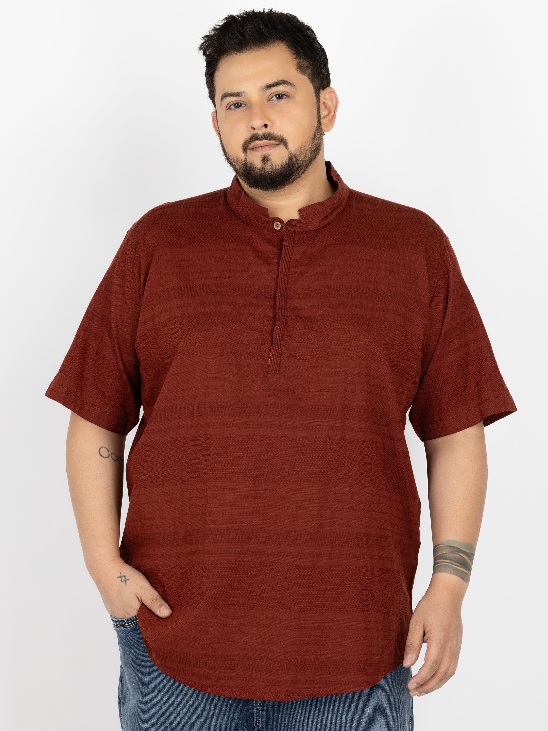 WHATZ Core Mandarian Fusion Short Kurta for Men