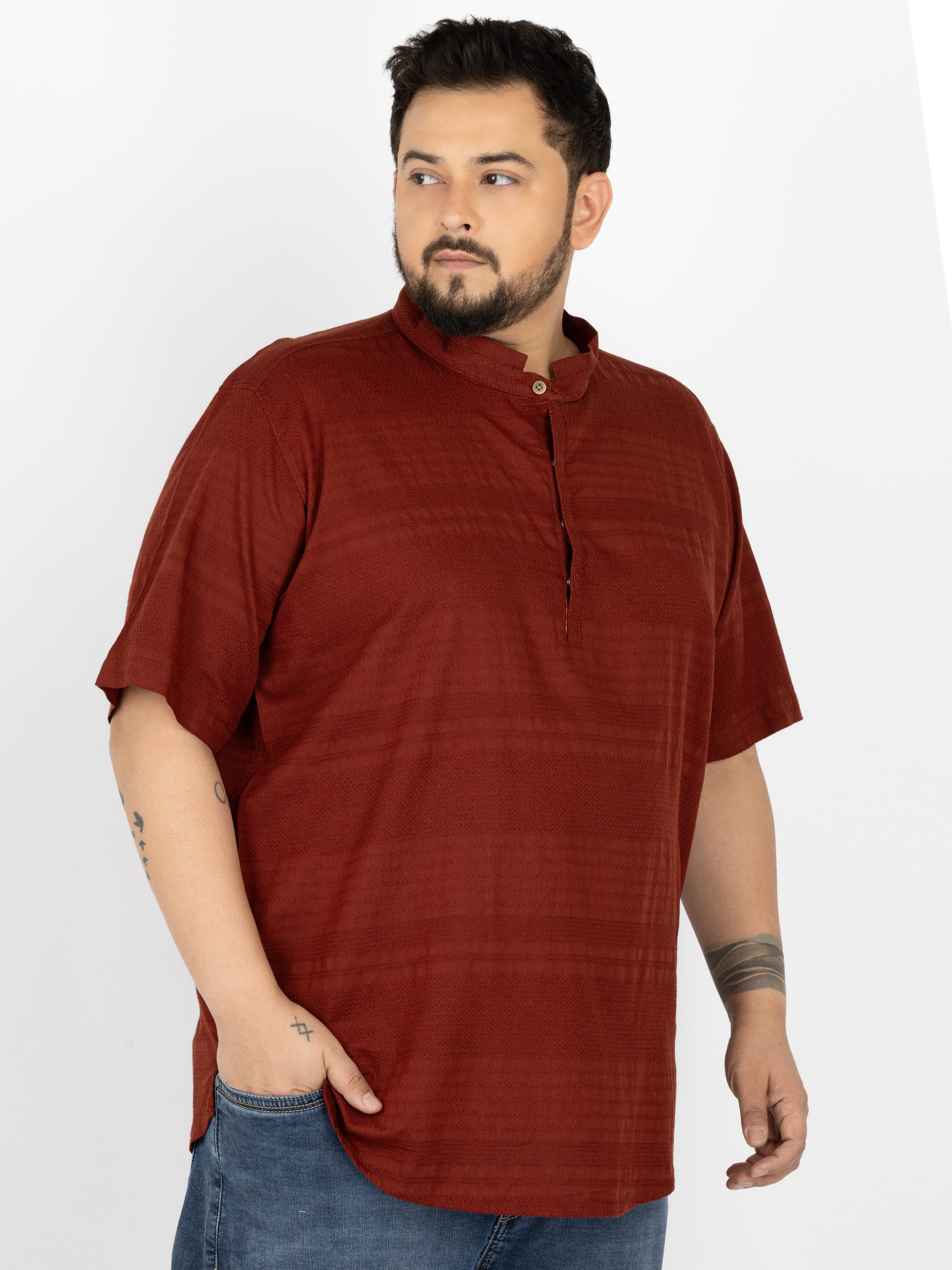 WHATZ Core Mandarian Fusion Short Kurta for Men