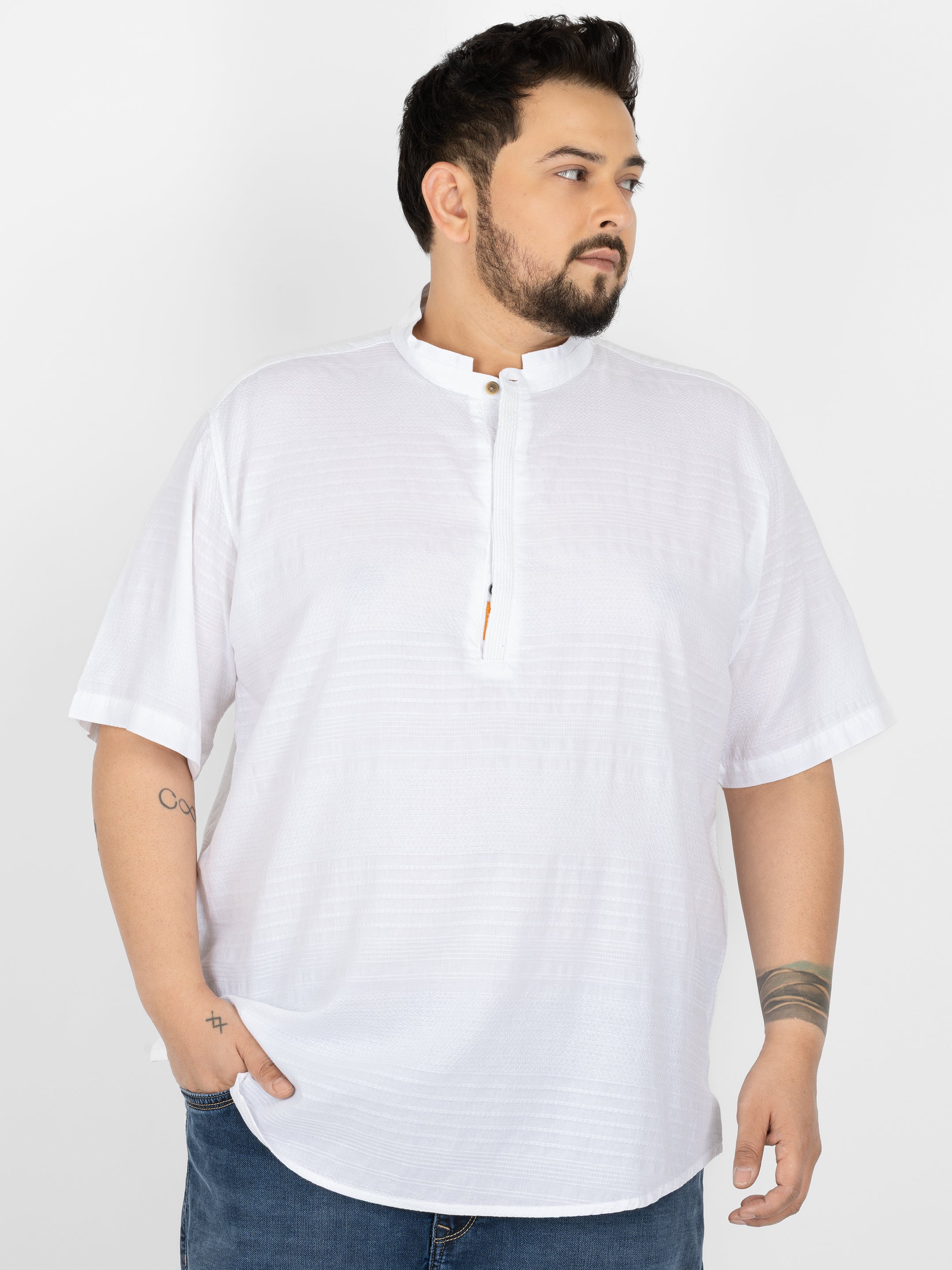 WHATZ Core Mandarian Fusion Short Kurta for Men