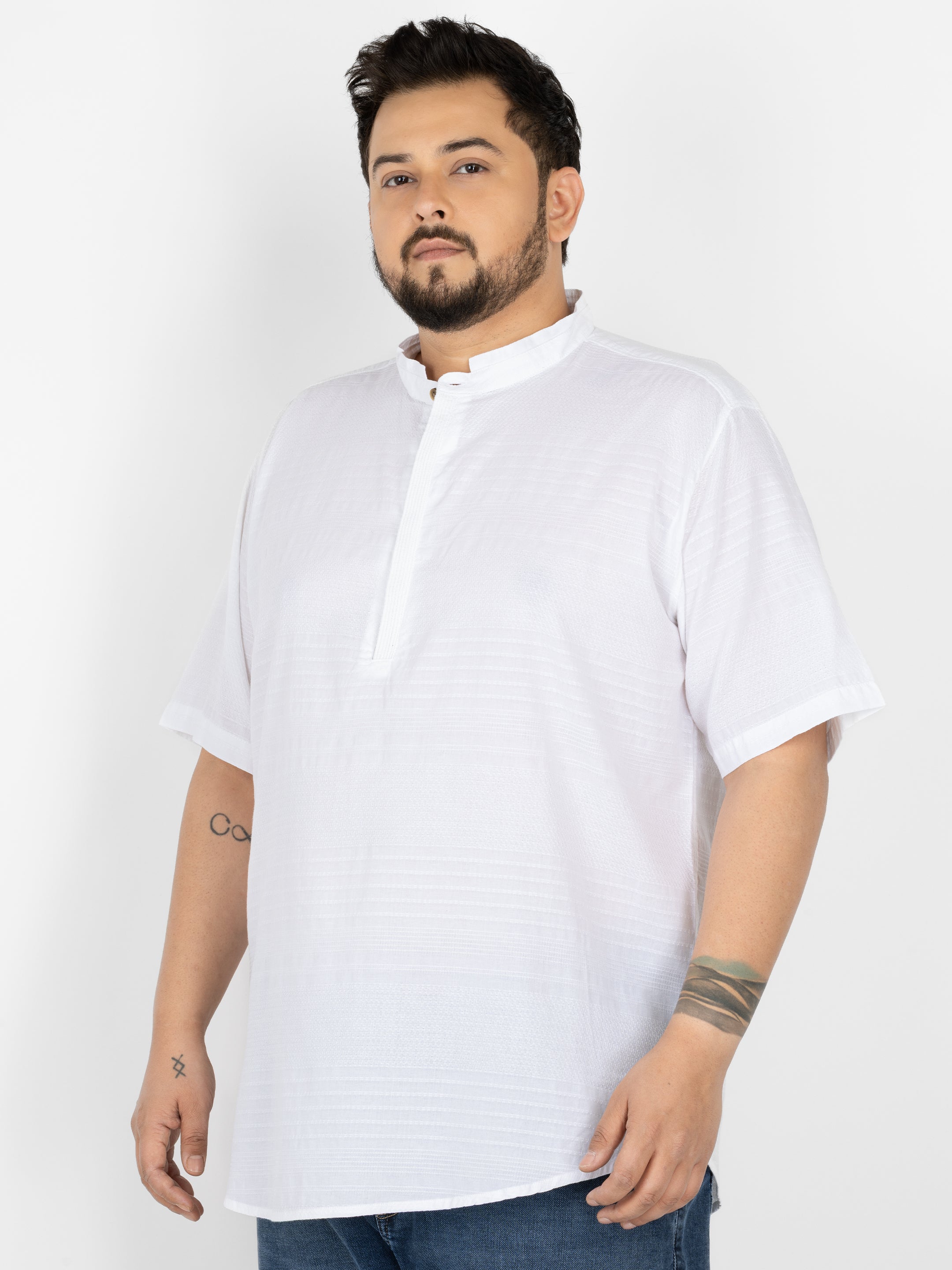 WHATZ Core Mandarian Fusion Short Kurta for Men