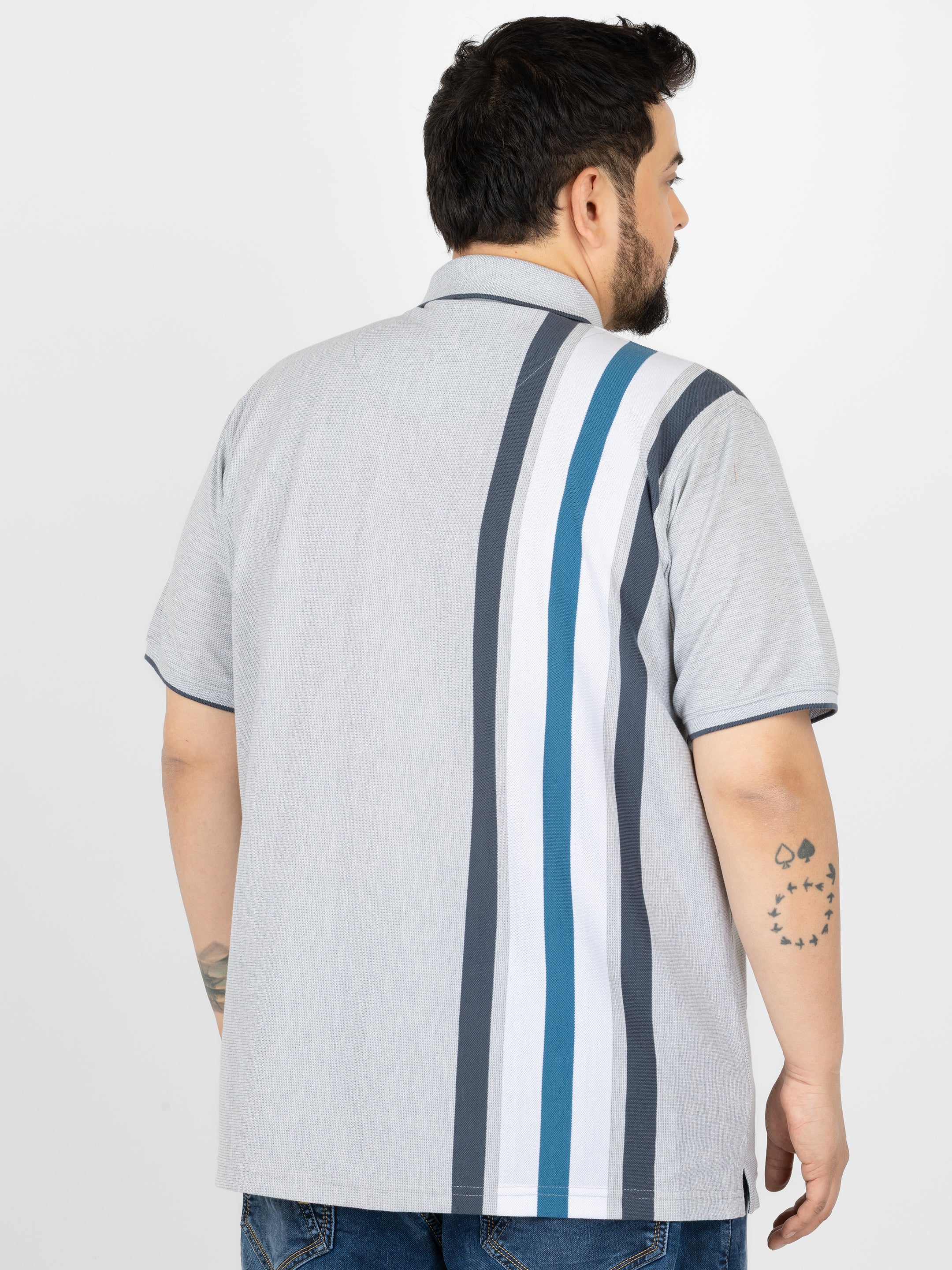WHATZ Kinetic Stripe Polo T-Shirt for Men