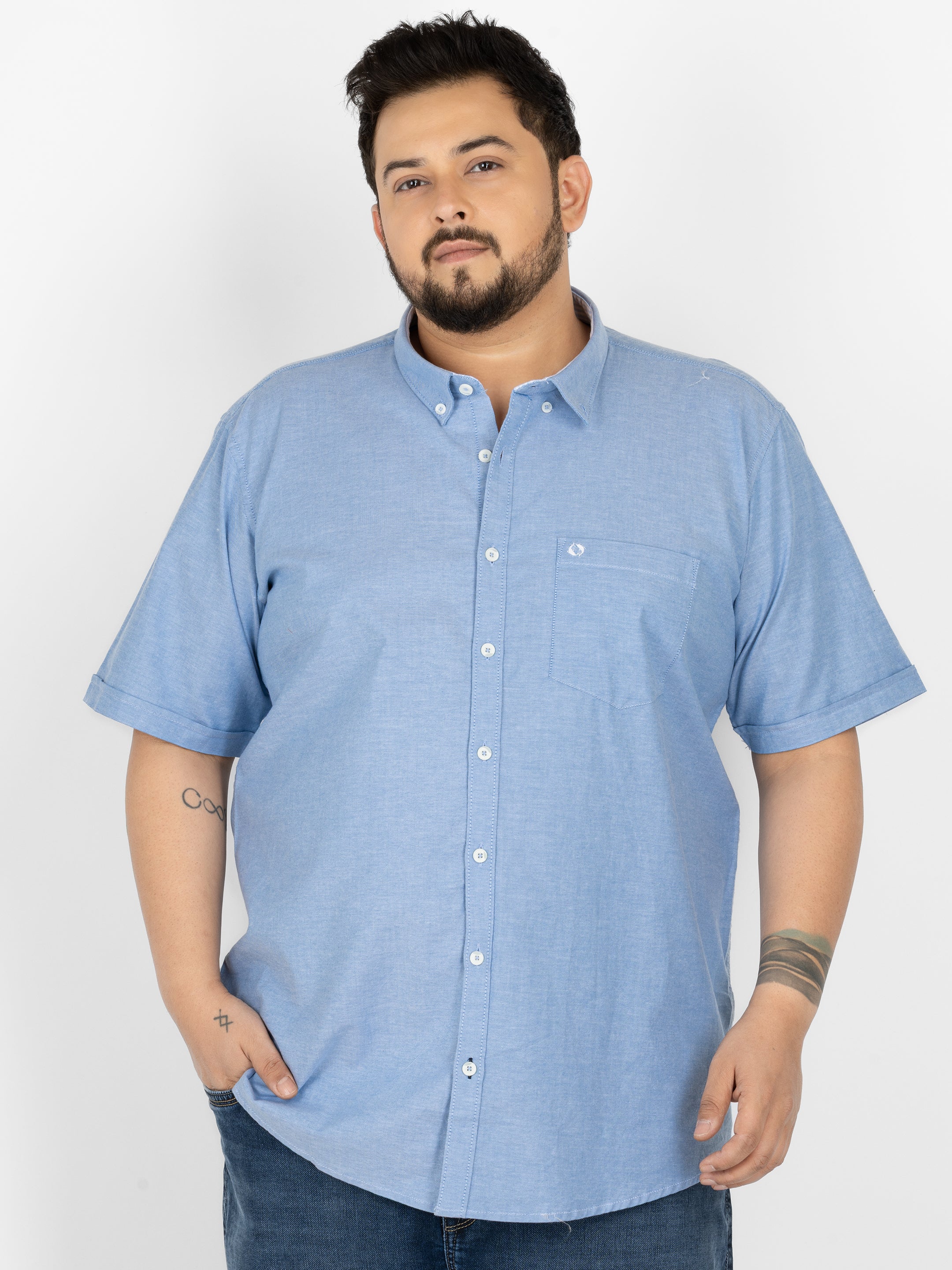 WHATZ Premium Oxford Shirt for Men Half Sleeve