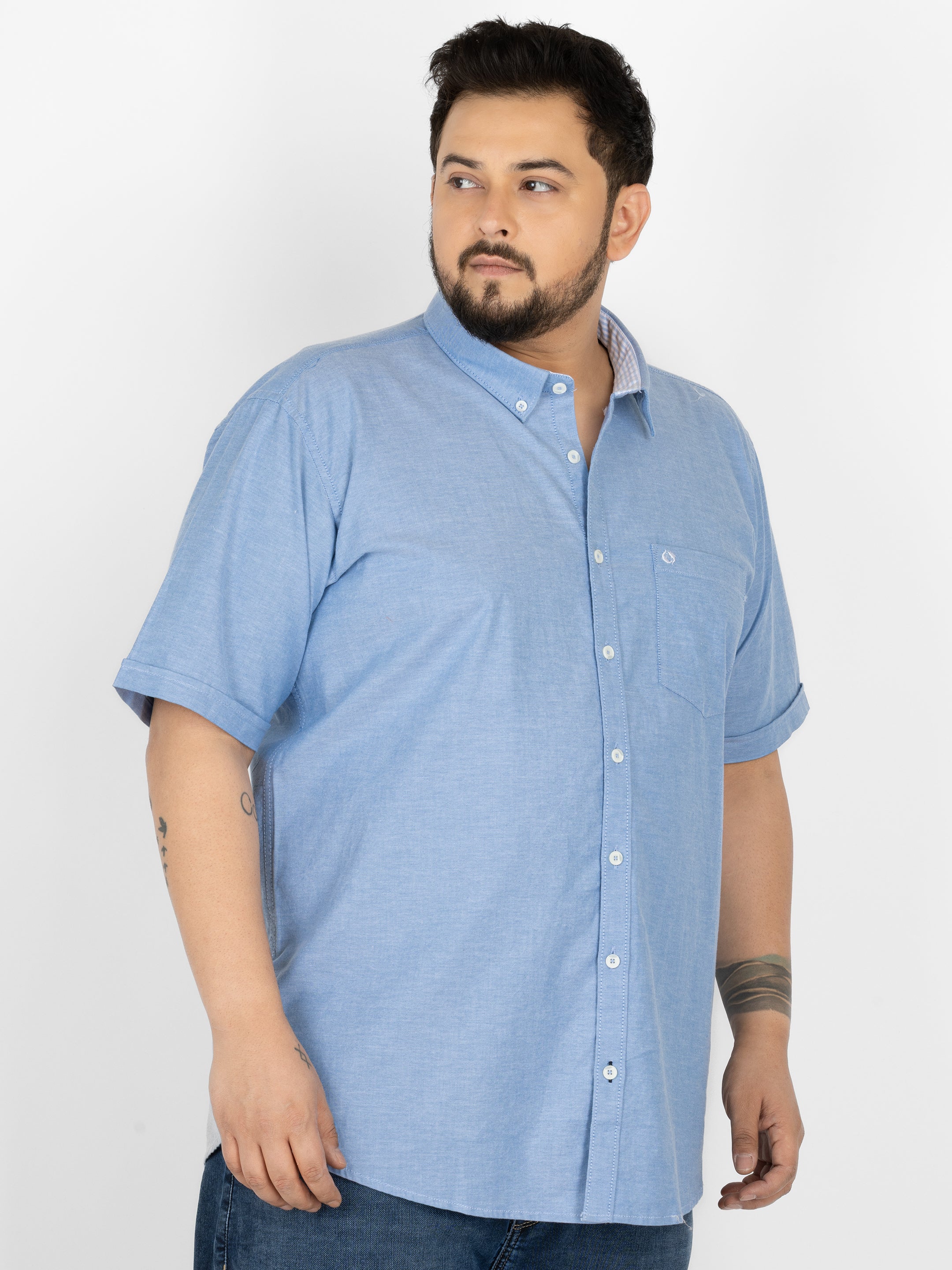 WHATZ Premium Oxford Shirt for Men Half Sleeve