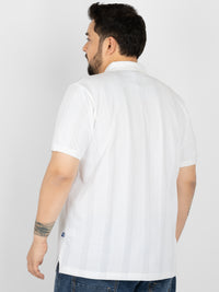WHATZ Vertical Textured Jacquard Polo T-shirt For Men