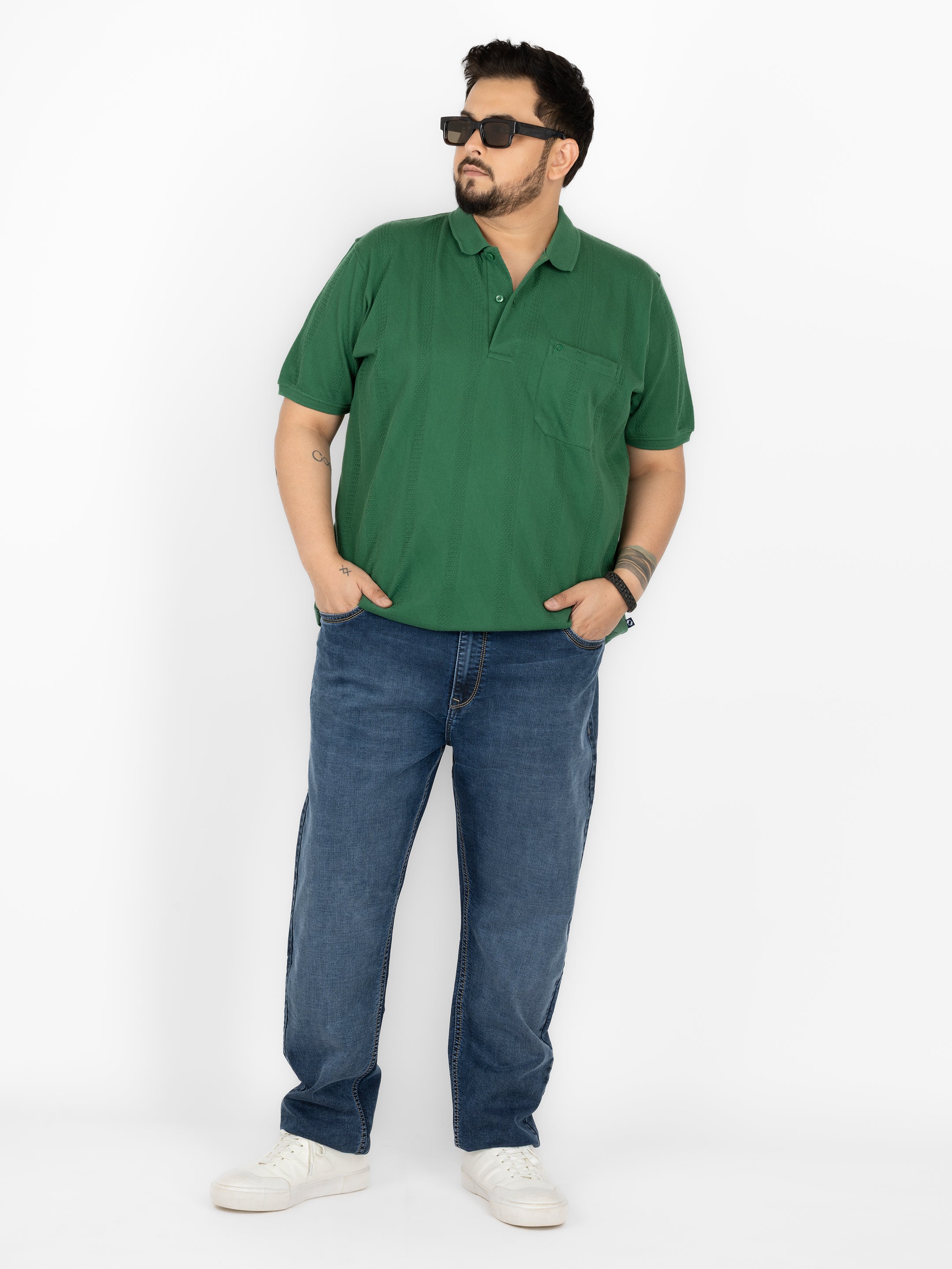 WHATZ Apex Chevron Jacquard Polo T-Shirt for Men