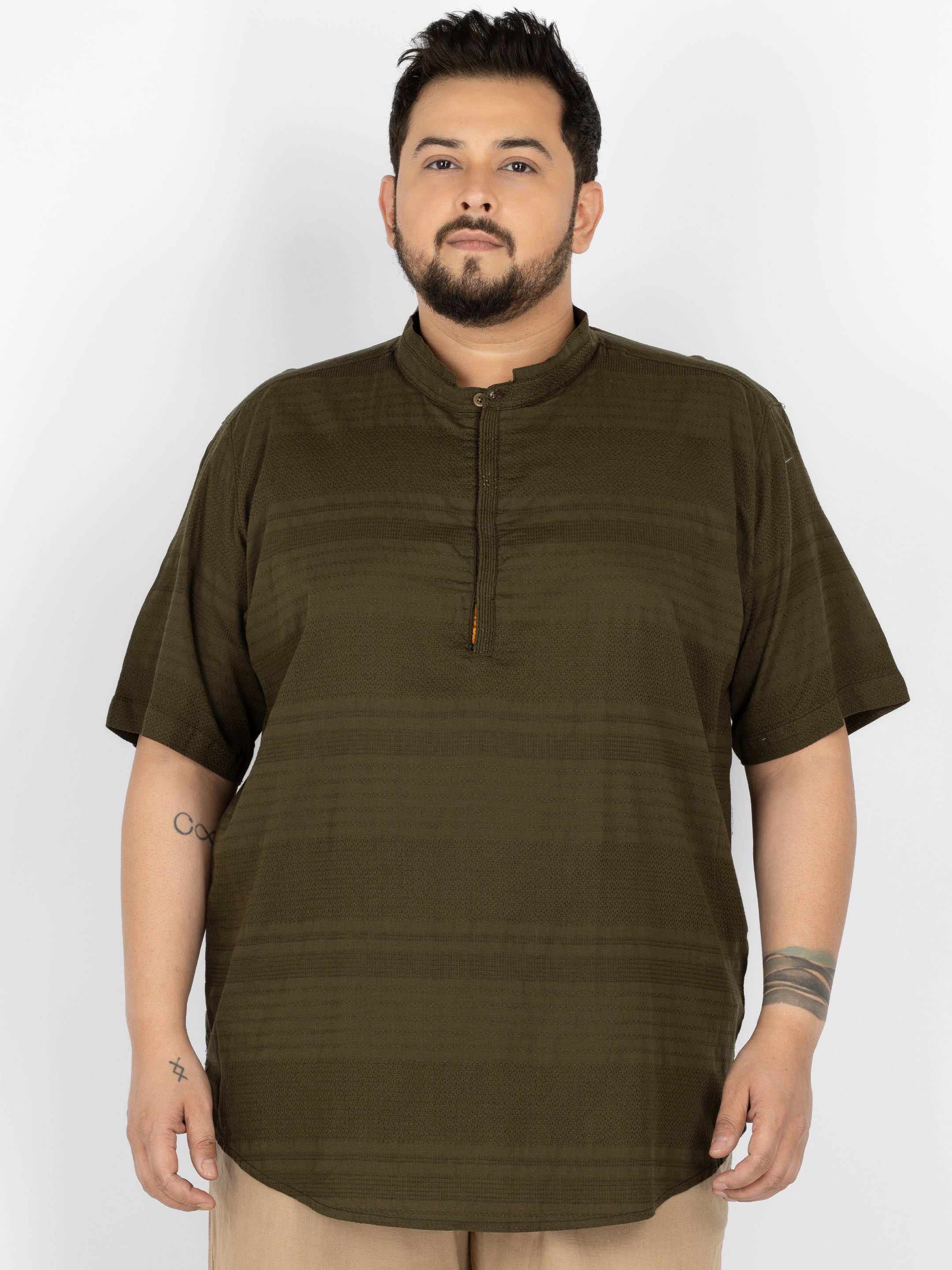 WHATZ Core Mandarian Fusion Short Kurta for Men