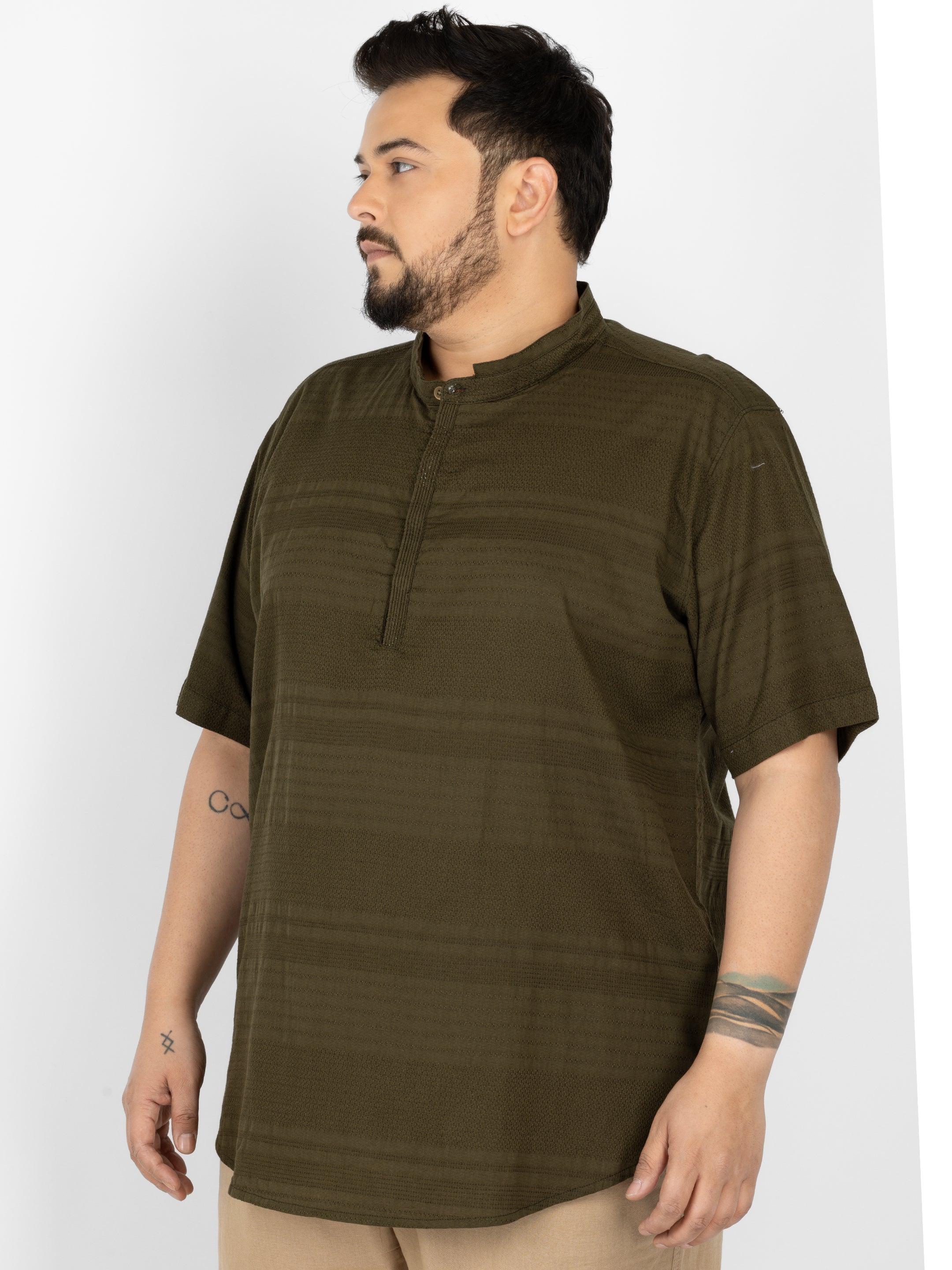 WHATZ Core Mandarian Fusion Short Kurta for Men