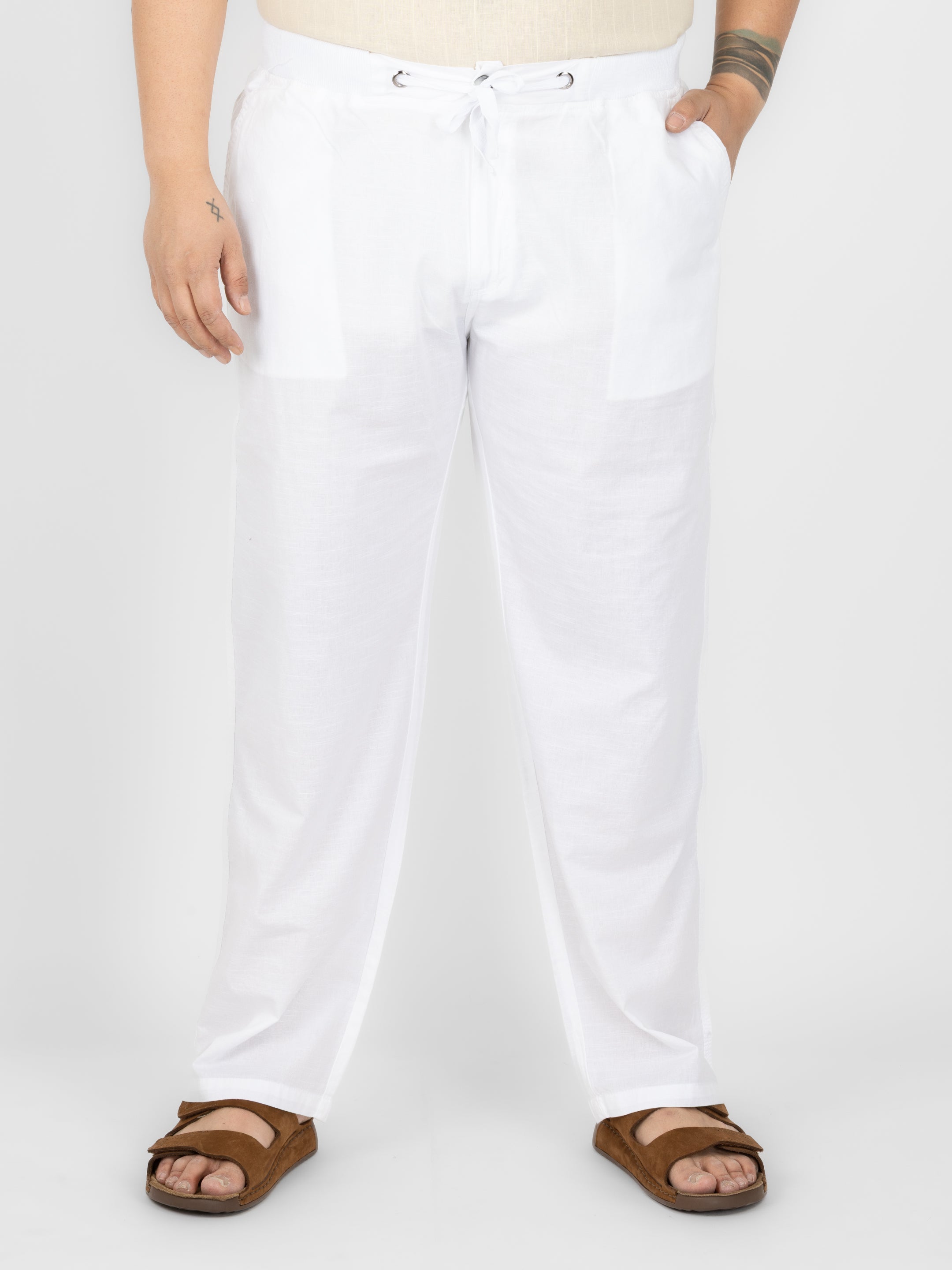 WHATZ Men Linen Drawstring Pants