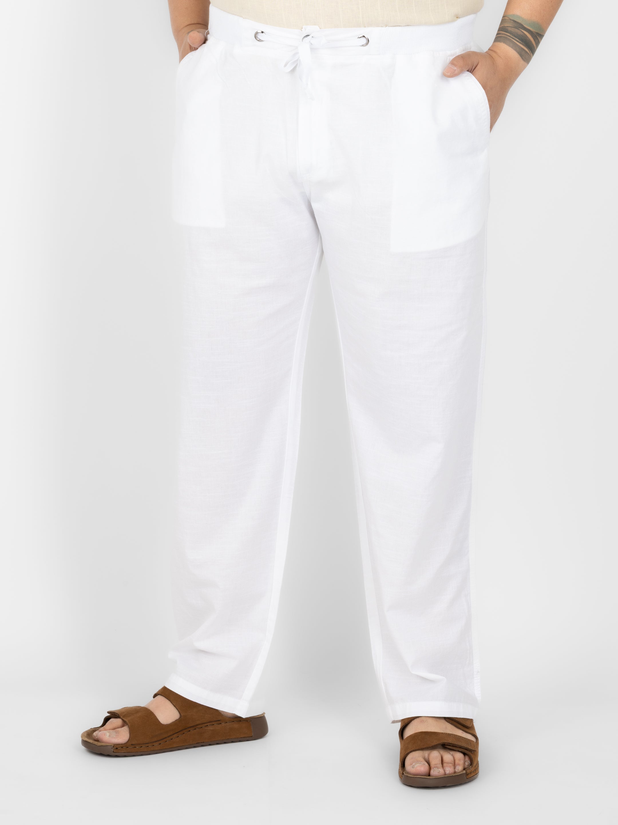 WHATZ Men Linen Drawstring Pants