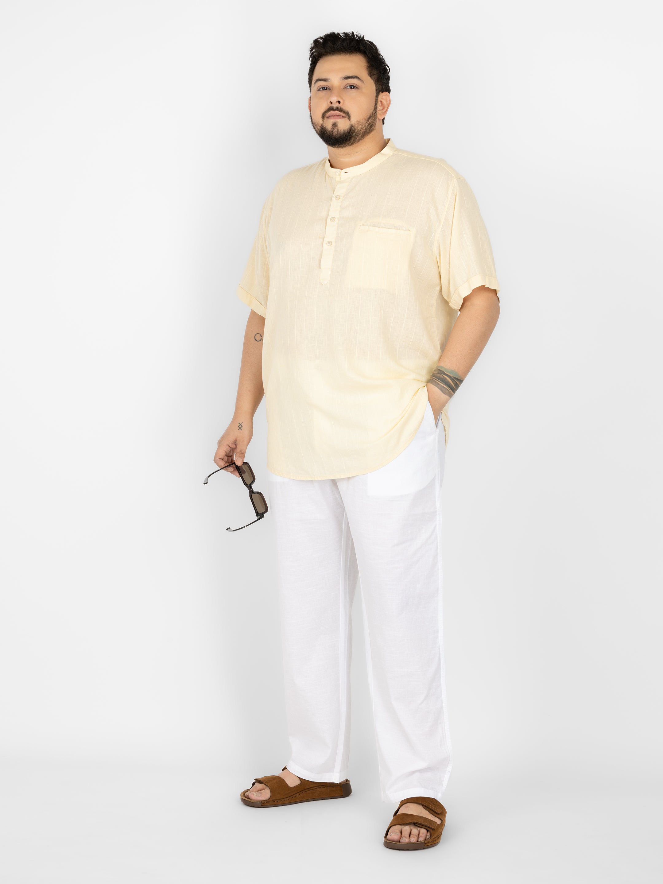 WHATZ Men Linen Drawstring Pants