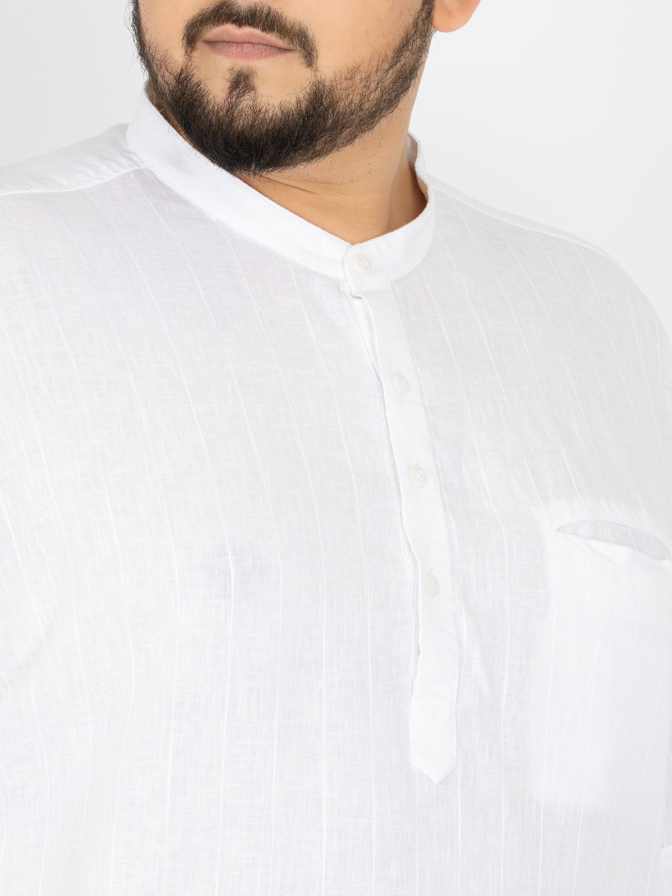 WHATZ Pinnacle Pinstripe Short Kurta for Men