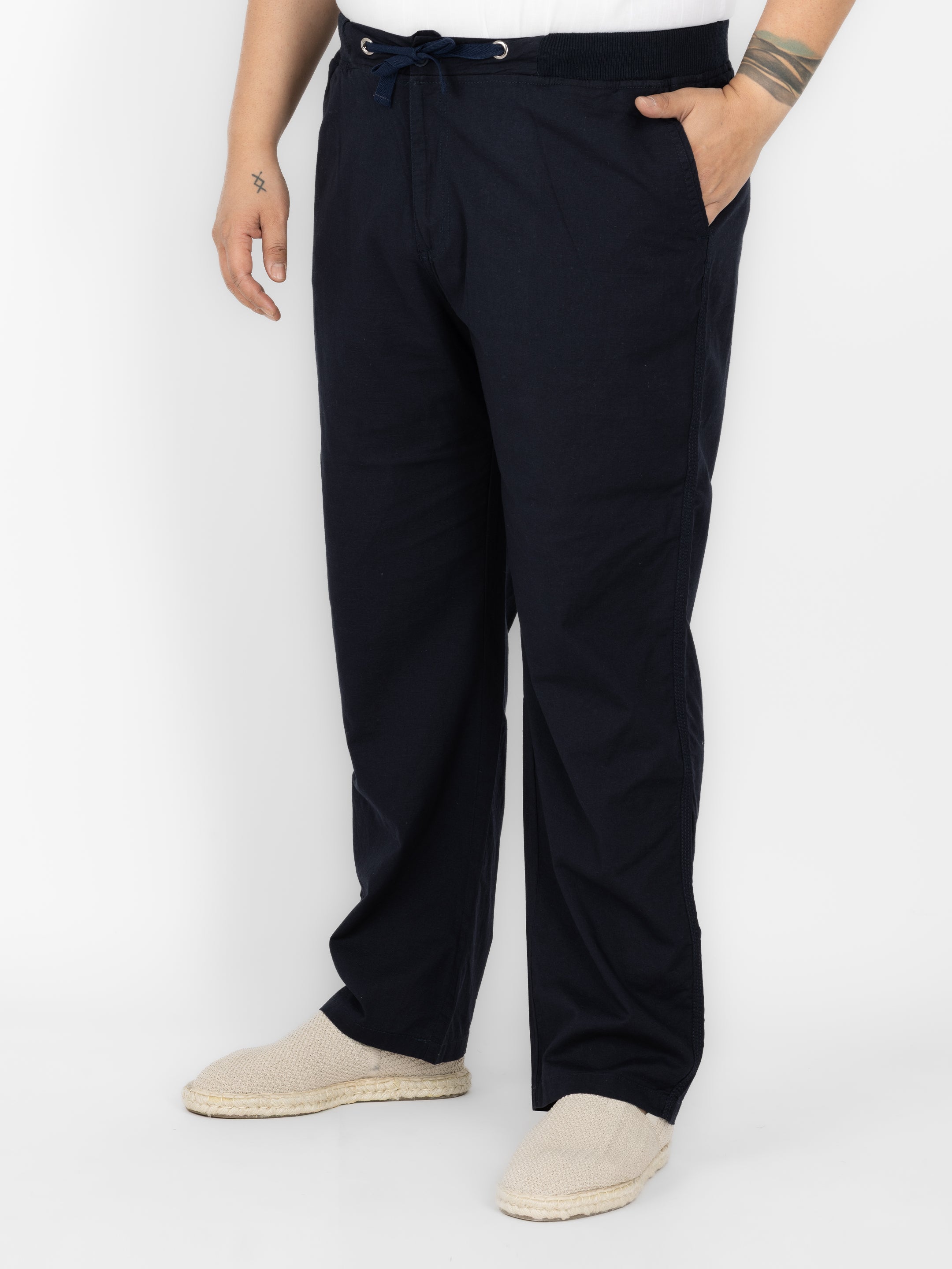 WHATZ Men Linen Drawstring Pants