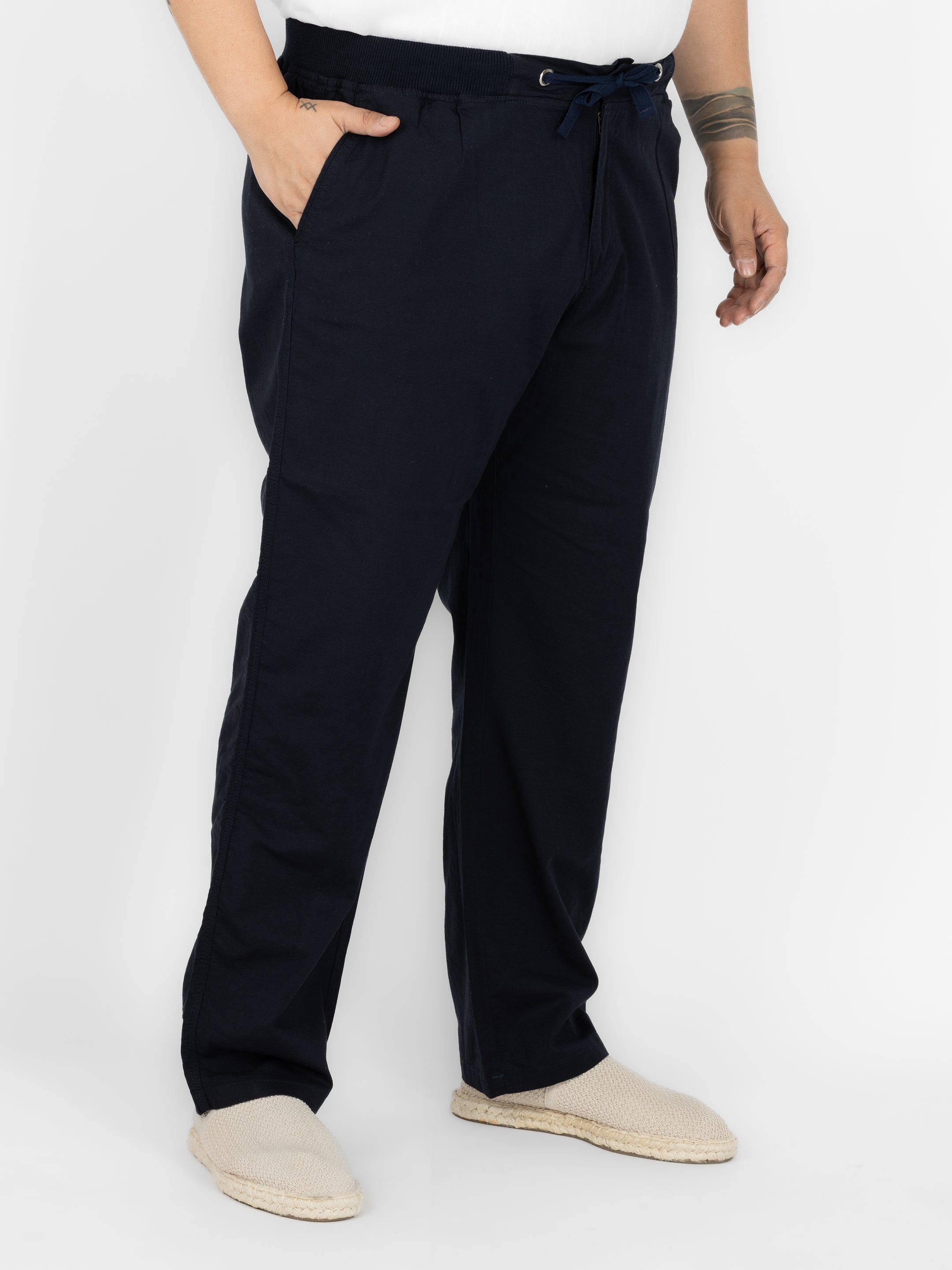 WHATZ Men Linen Drawstring Pants