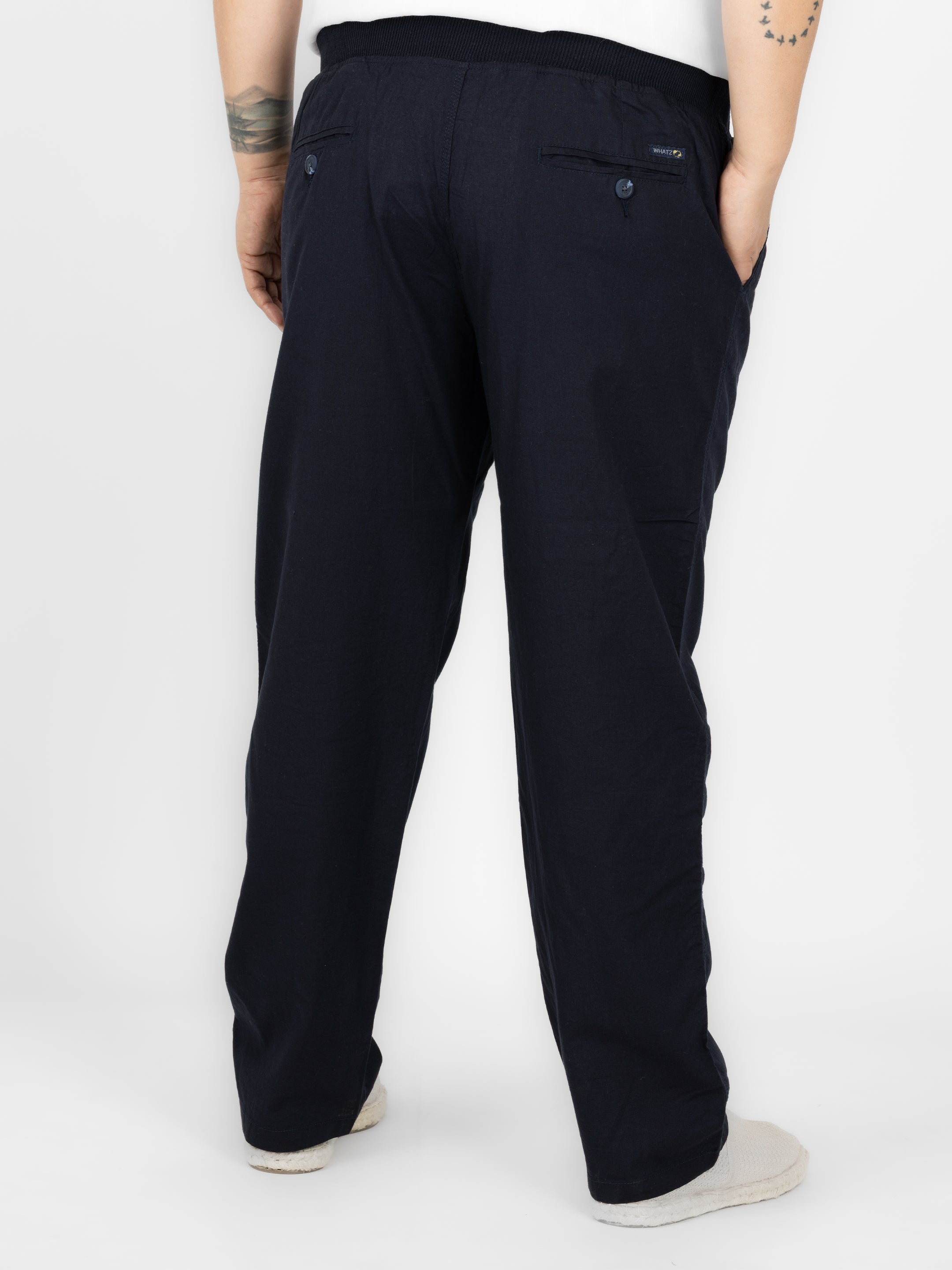 WHATZ Men Linen Drawstring Pants