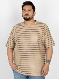 WHATZ Linear Texture Crew Round Neck T-Shirt for Men