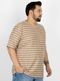 WHATZ Linear Texture Crew Round Neck T-Shirt for Men