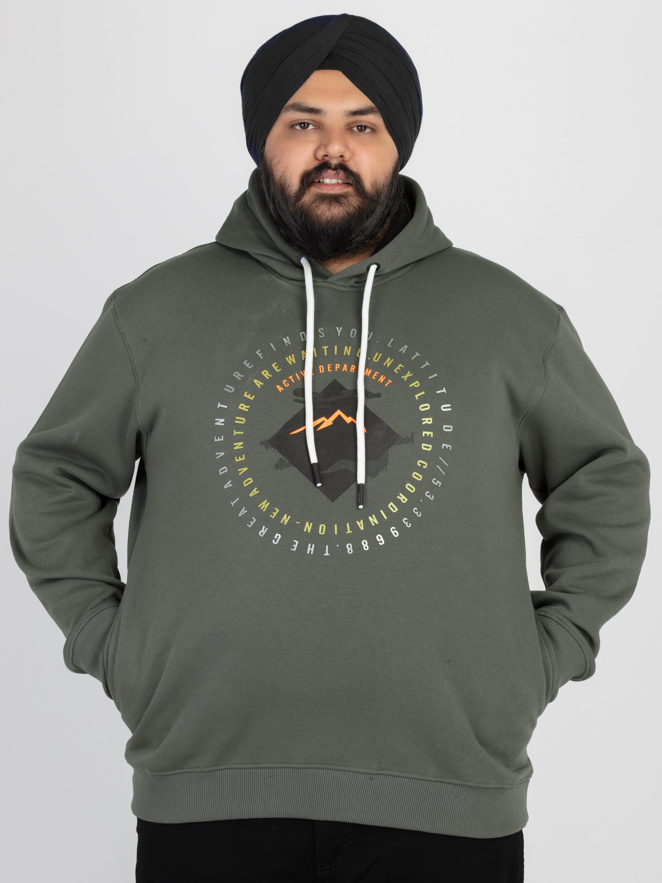 Whatz Mountain Print Full-Sleeve Hoodie for Men