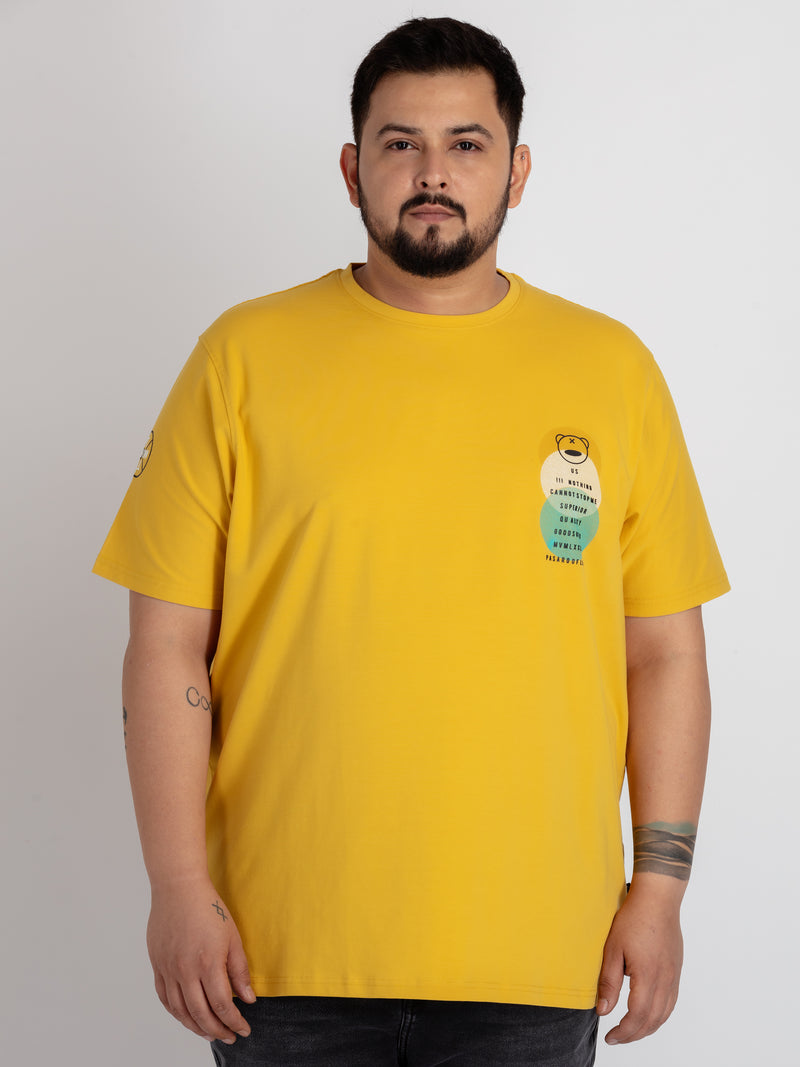 WHATZ Yellow T-Shirt Cotton Lycra for Men