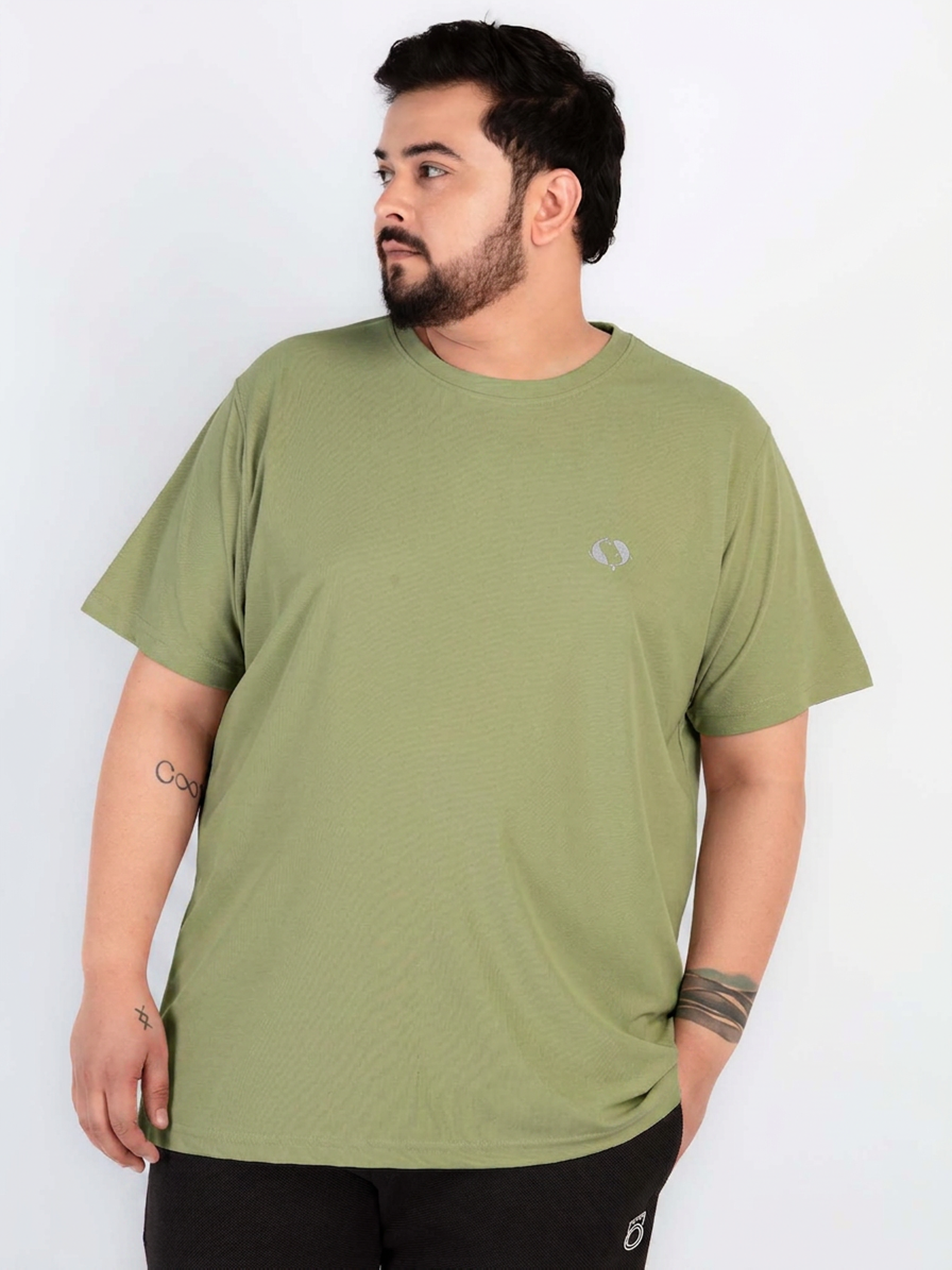 WHATZ Plus Size Honeycomb Dry Fit Round Neck T-shirt for Men