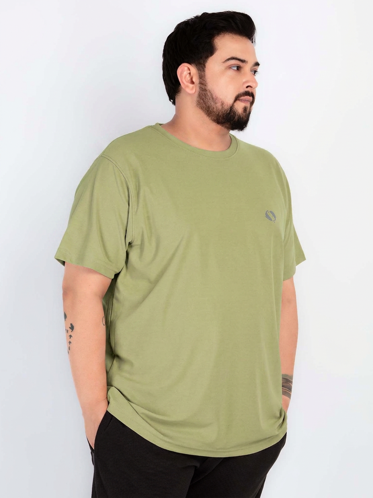 WHATZ Plus Size Honeycomb Dry Fit Round Neck T-shirt for Men