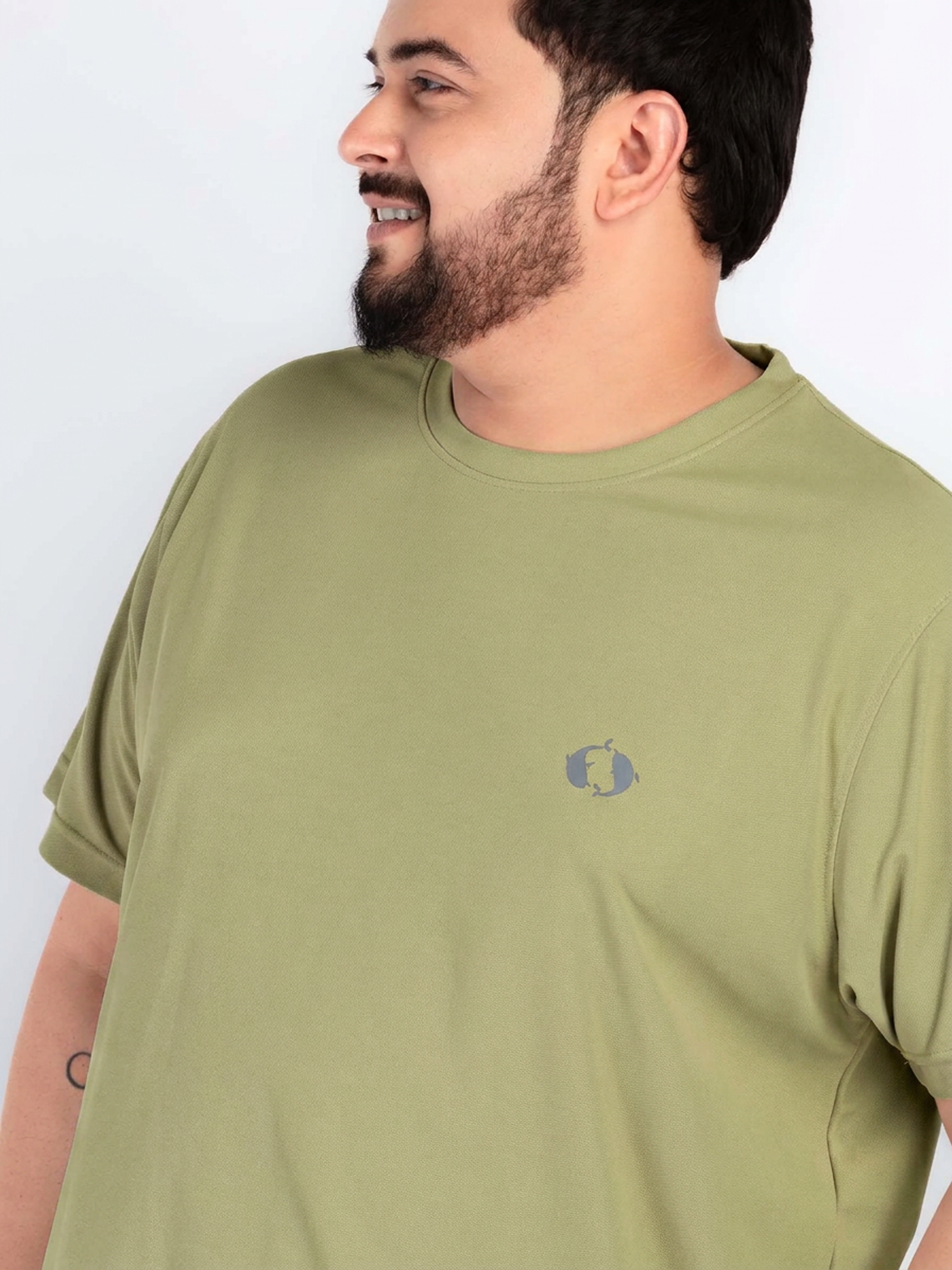 WHATZ Plus Size Honeycomb Dry Fit Round Neck T-shirt for Men