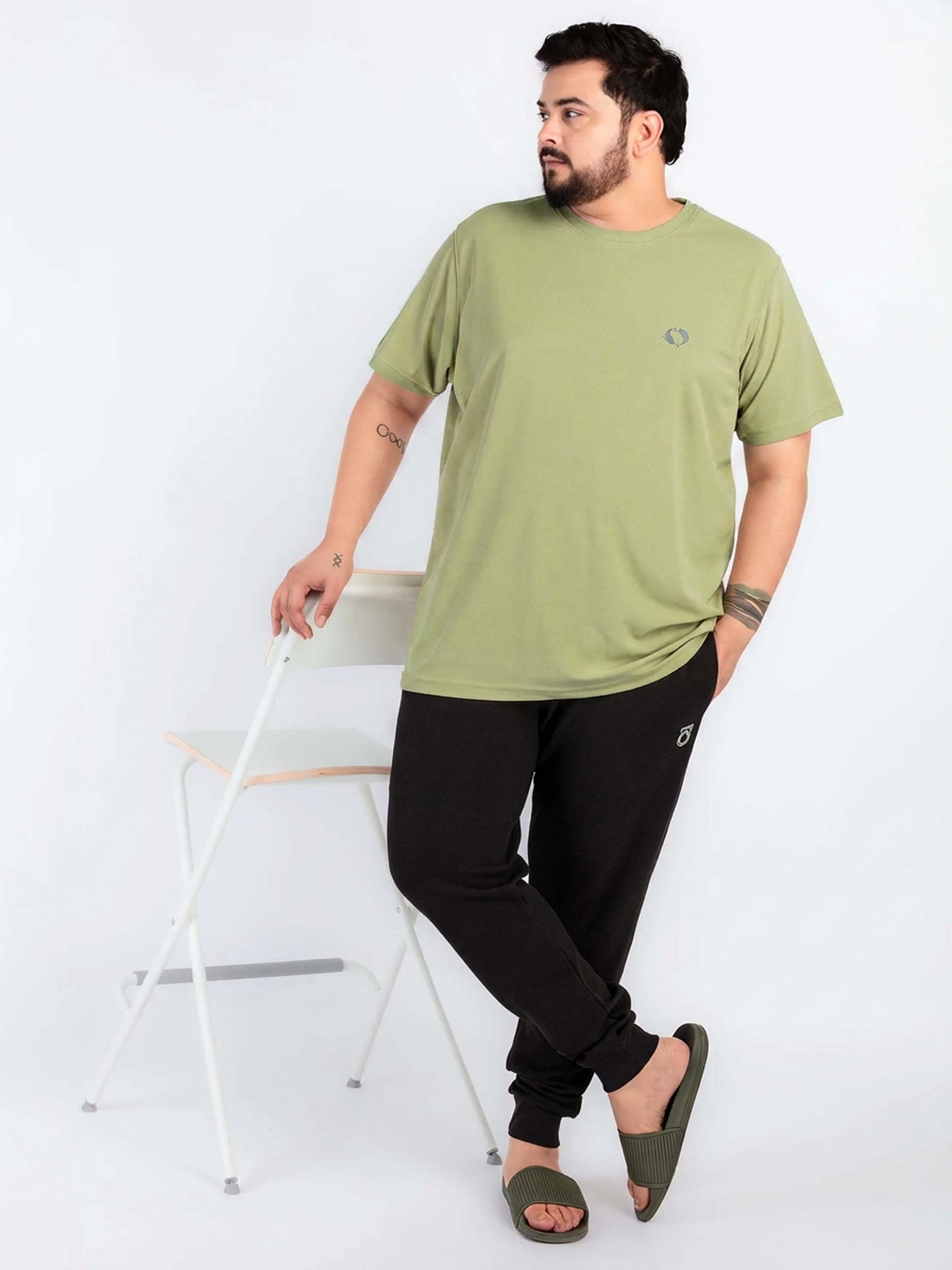 WHATZ Plus Size Honeycomb Dry Fit Round Neck T-shirt for Men