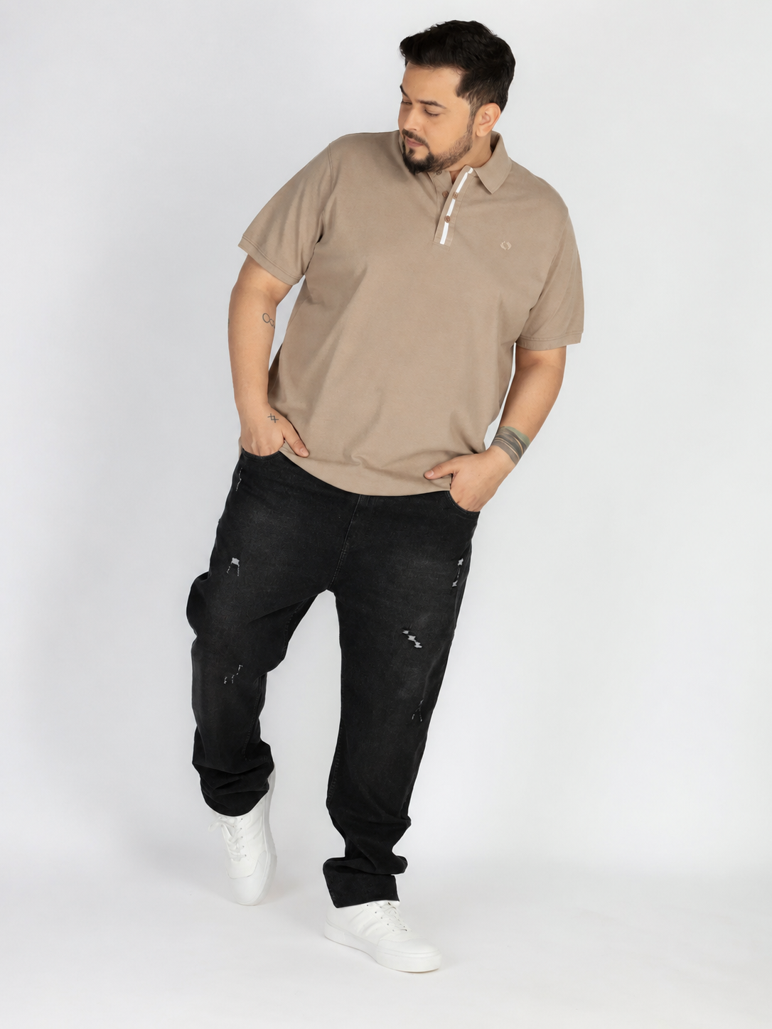 WHATZ Stripe Detail Polo T-shirt For Men